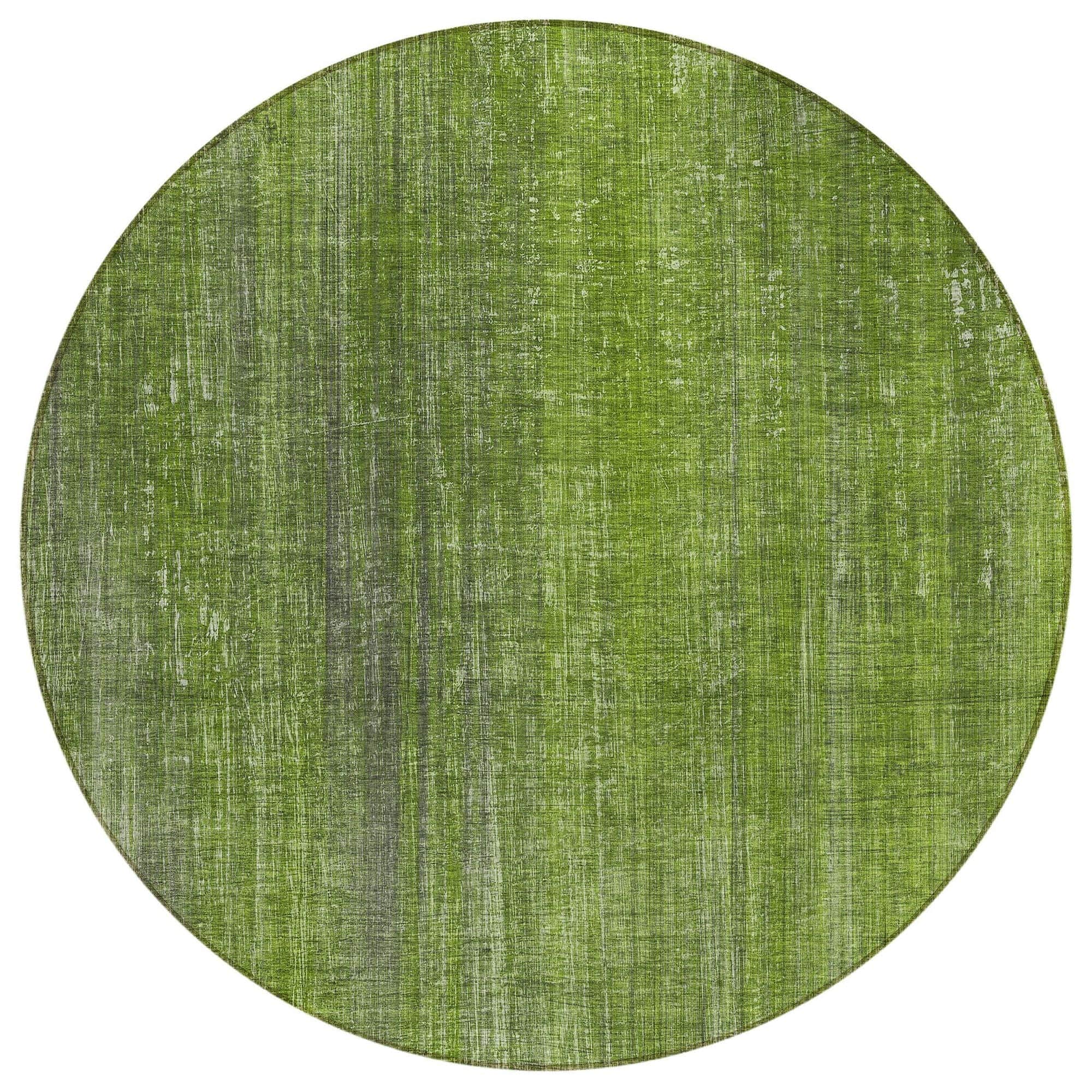 Machine Washable Green Rug - Indoor / Outdoor - Kids / Pet Friendly Striped Print Rug