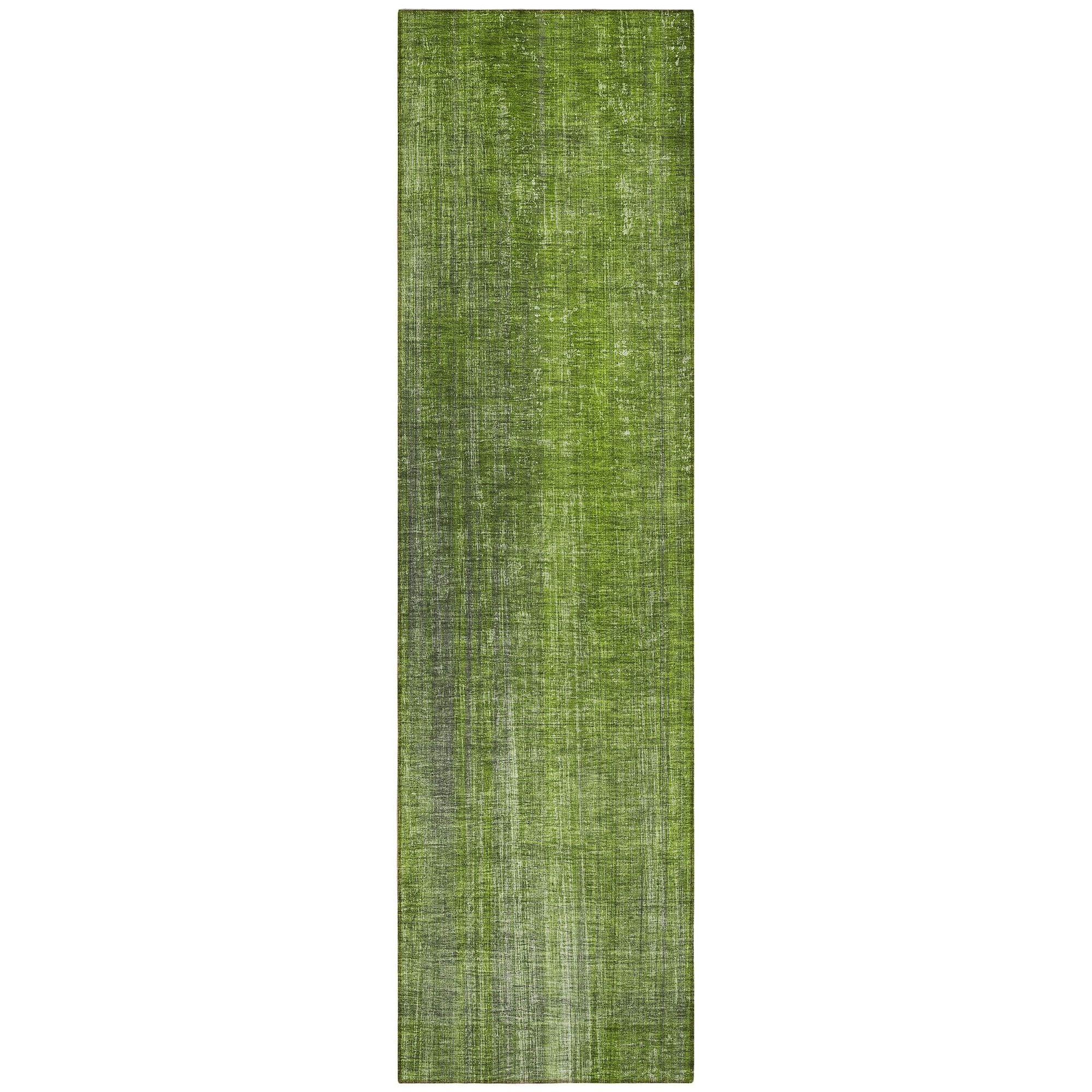 Machine Washable Green Rug - Indoor / Outdoor - Kids / Pet Friendly Striped Print Rug
