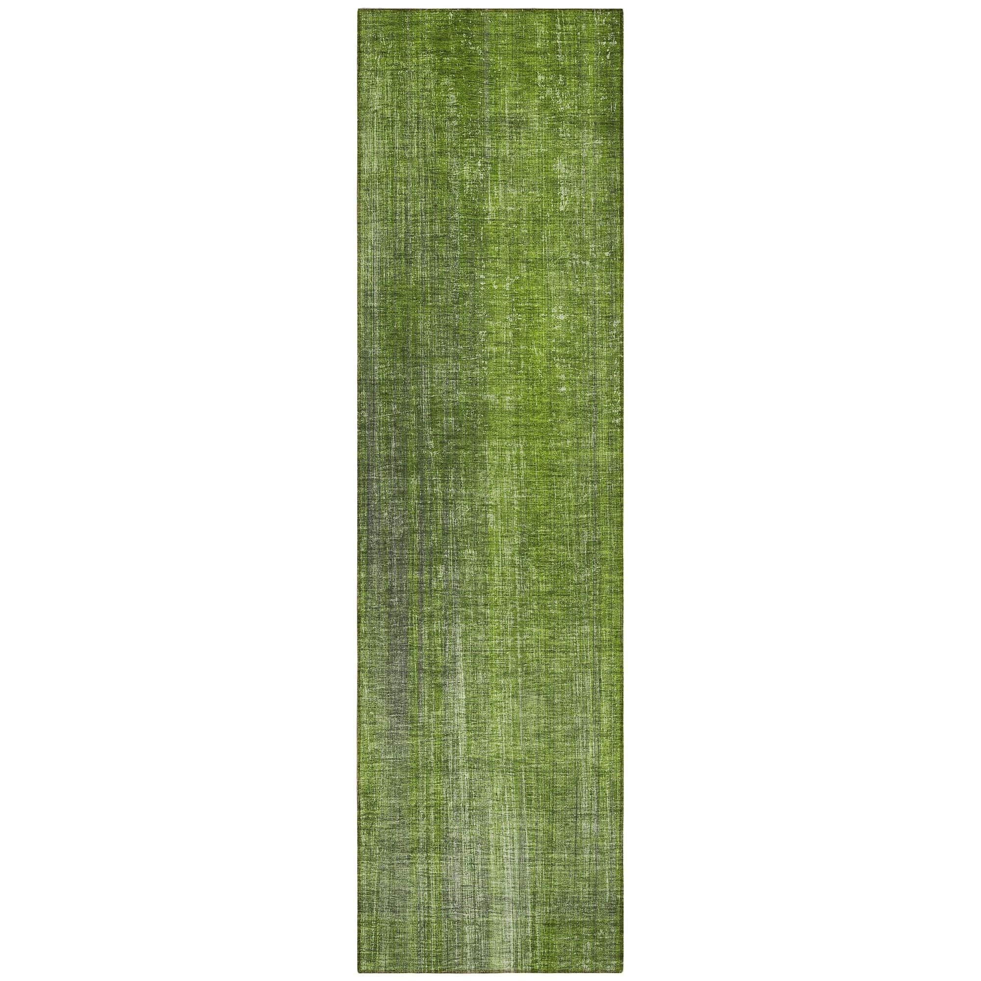 Machine Washable Green Rug - Indoor / Outdoor - Kids / Pet Friendly Striped Print Rug