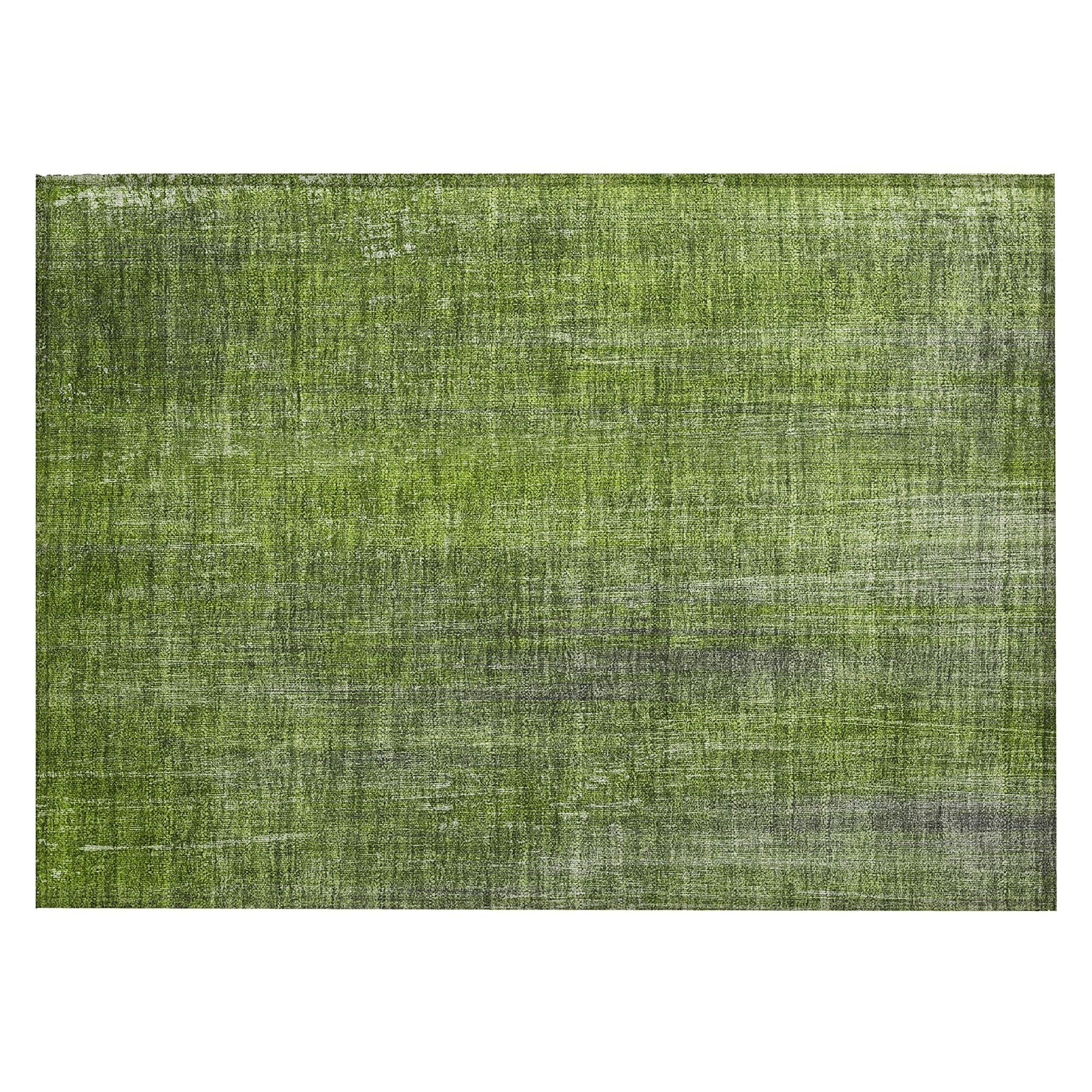 Machine Washable Green Rug - Indoor / Outdoor - Kids / Pet Friendly Striped Print Rug