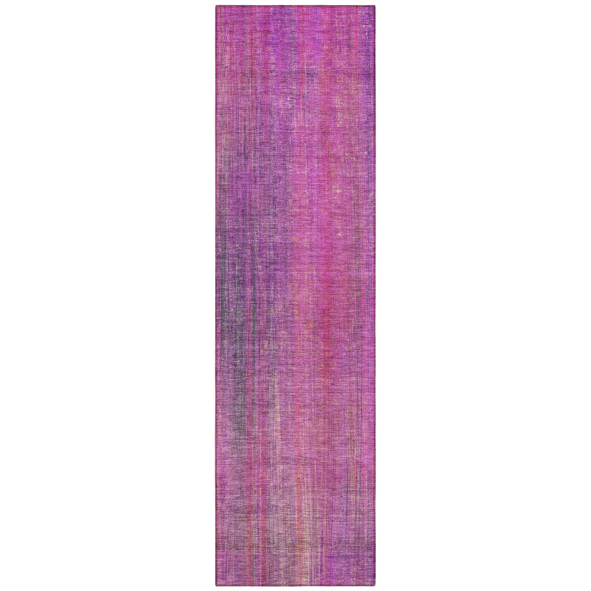 Machine Washable Lilac Purple Rug - Indoor / Outdoor - Kids / Pet Friendly Striped Print Rug
