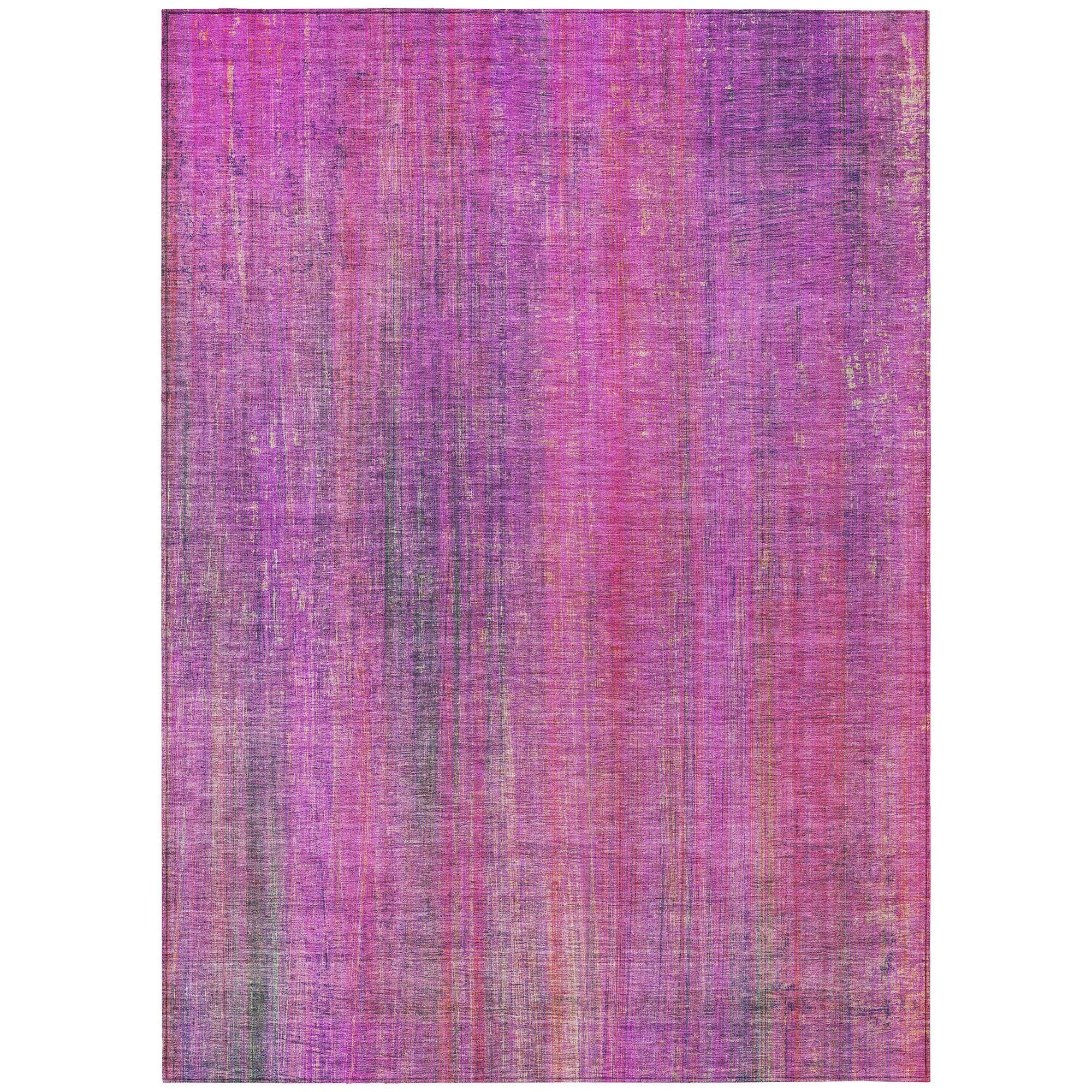 Machine Washable Lilac Purple Rug - Indoor / Outdoor - Kids / Pet Friendly Striped Print Rug