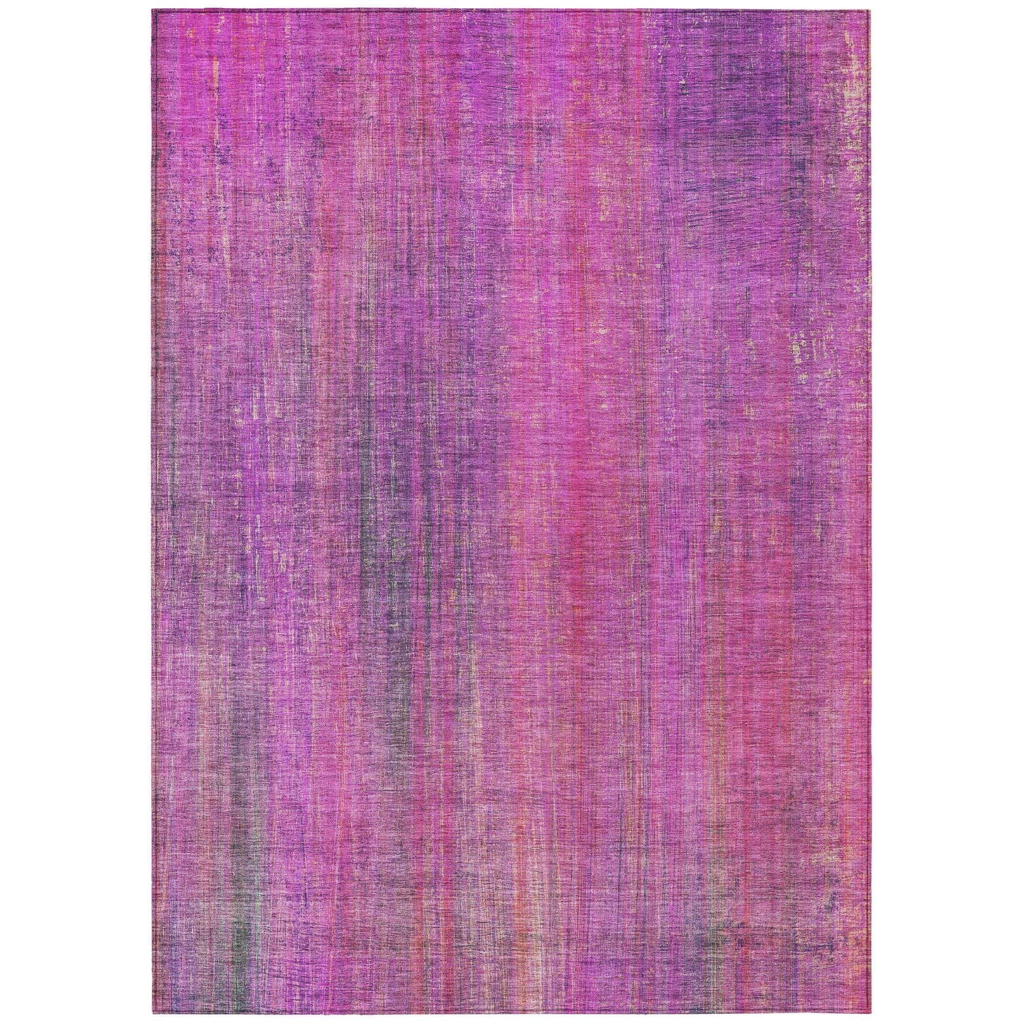 Machine Washable Lilac Purple Rug - Indoor / Outdoor - Kids / Pet Friendly Striped Print Rug