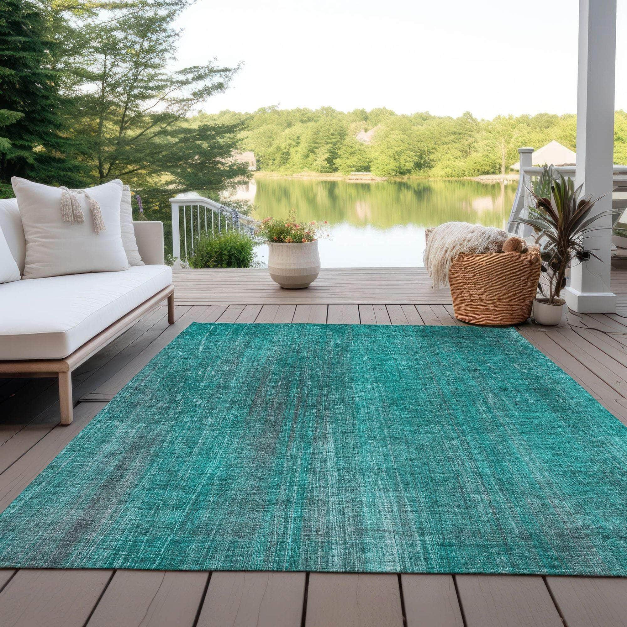 Machine Made ACN552 Teal Rugs