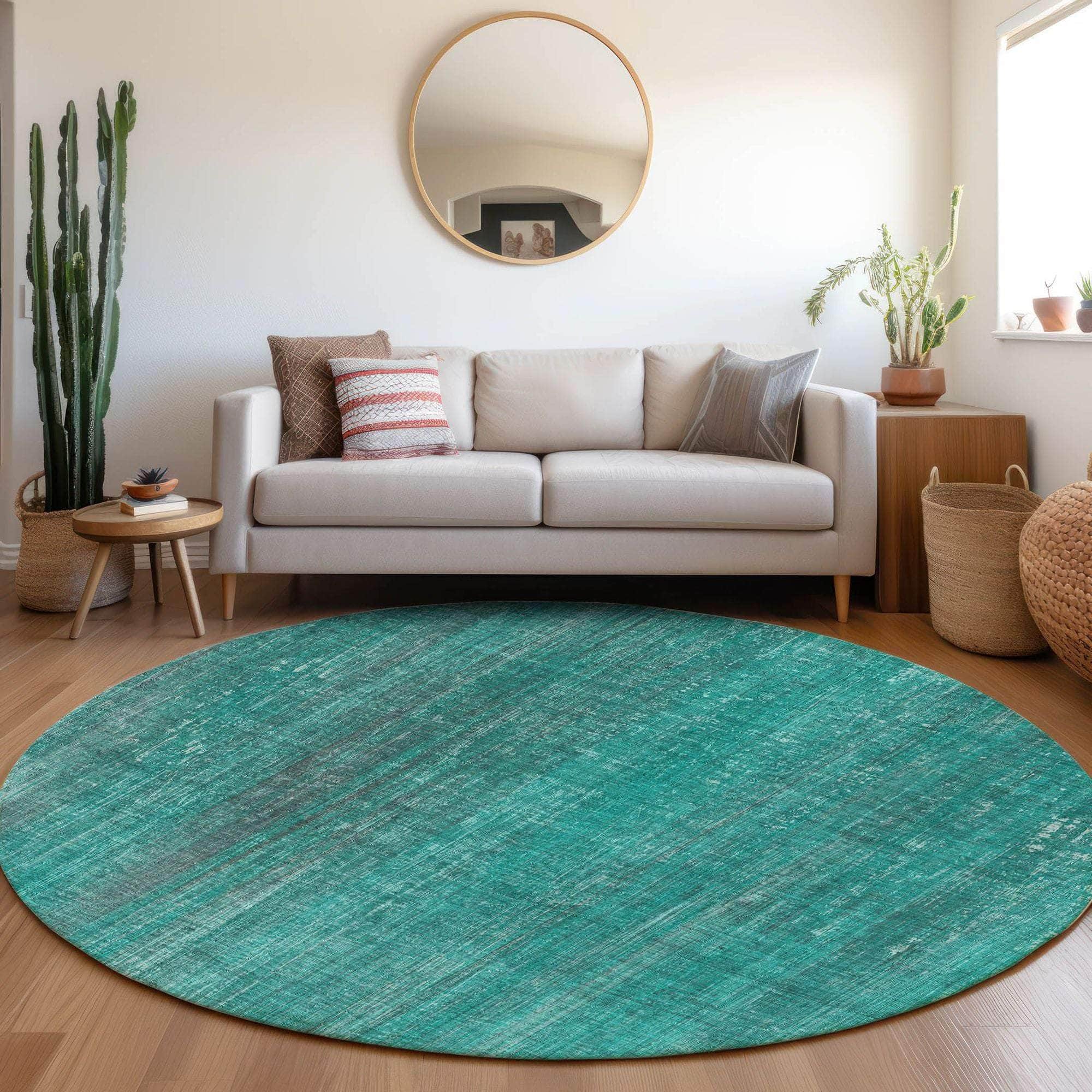 Machine Made ACN552 Teal Rugs