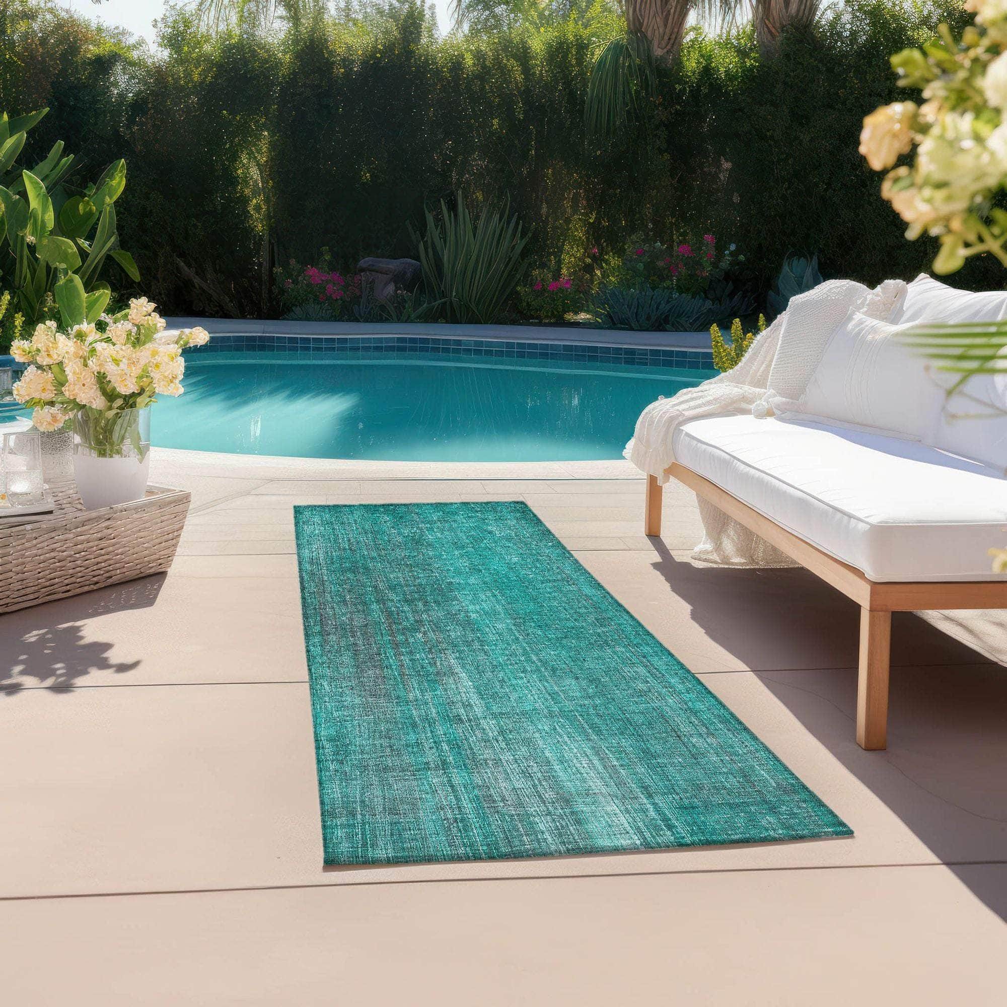 Machine Made ACN552 Teal Rugs