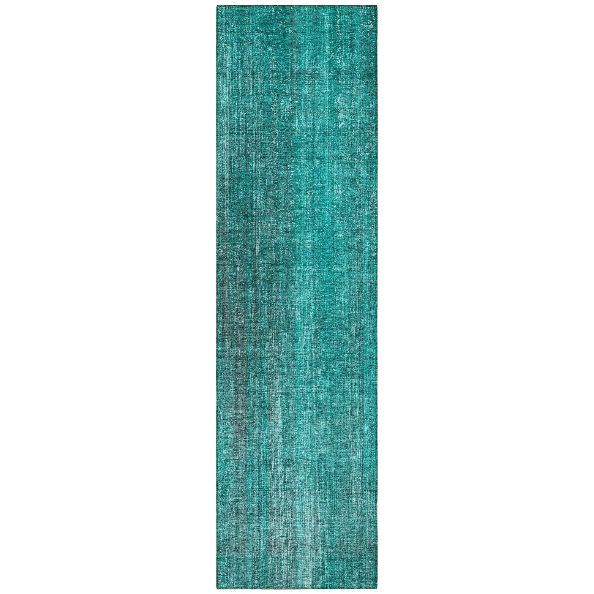 Machine Washable Teal Rug - Indoor / Outdoor - Kids / Pet Friendly Striped Print Rug