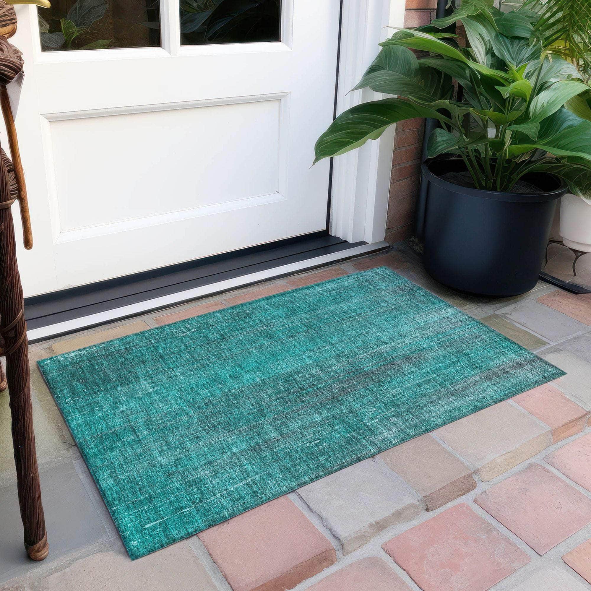Machine Made ACN552 Teal Rugs