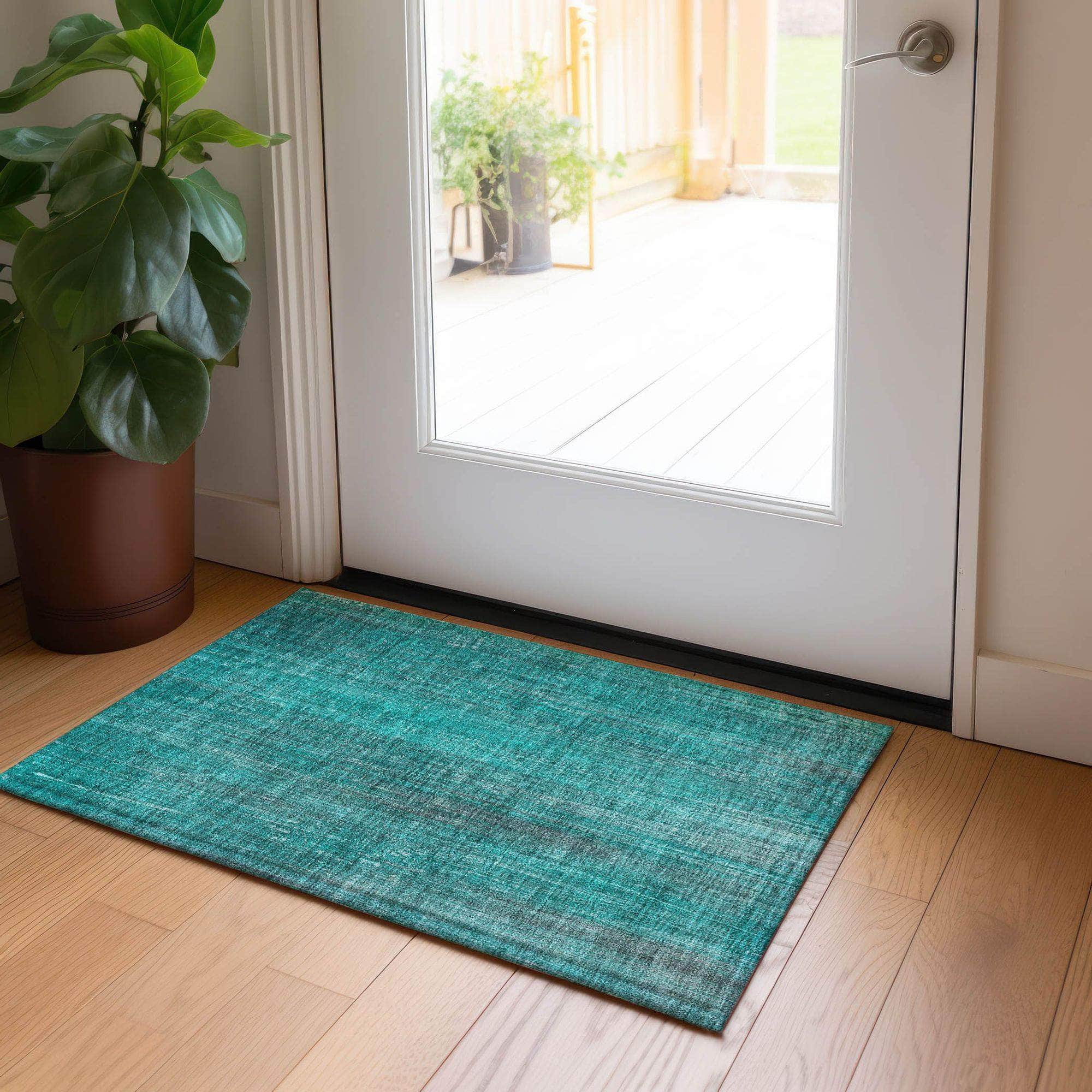 Machine Made ACN552 Teal Rugs