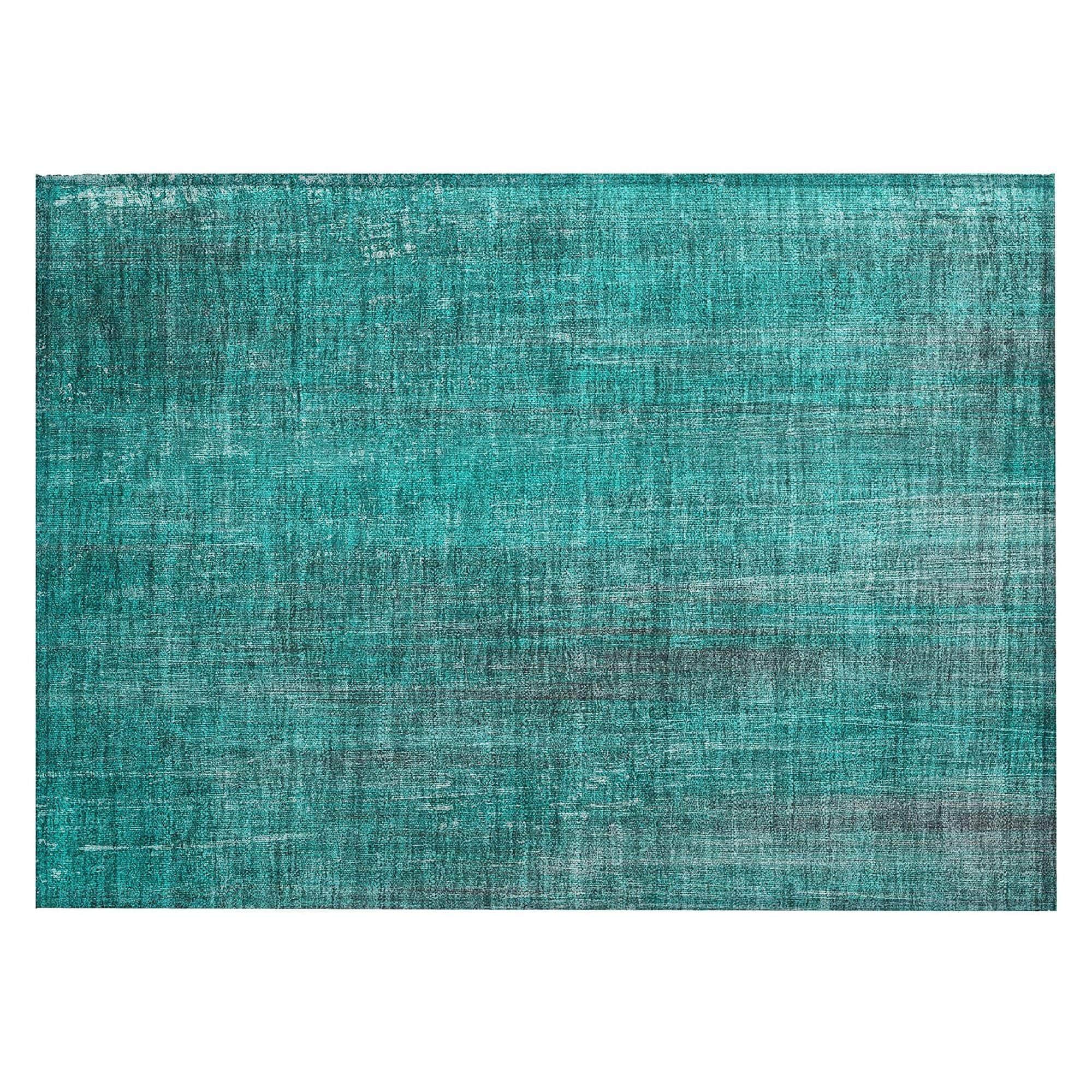 Machine Washable Teal Rug - Indoor / Outdoor - Kids / Pet Friendly Striped Print Rug