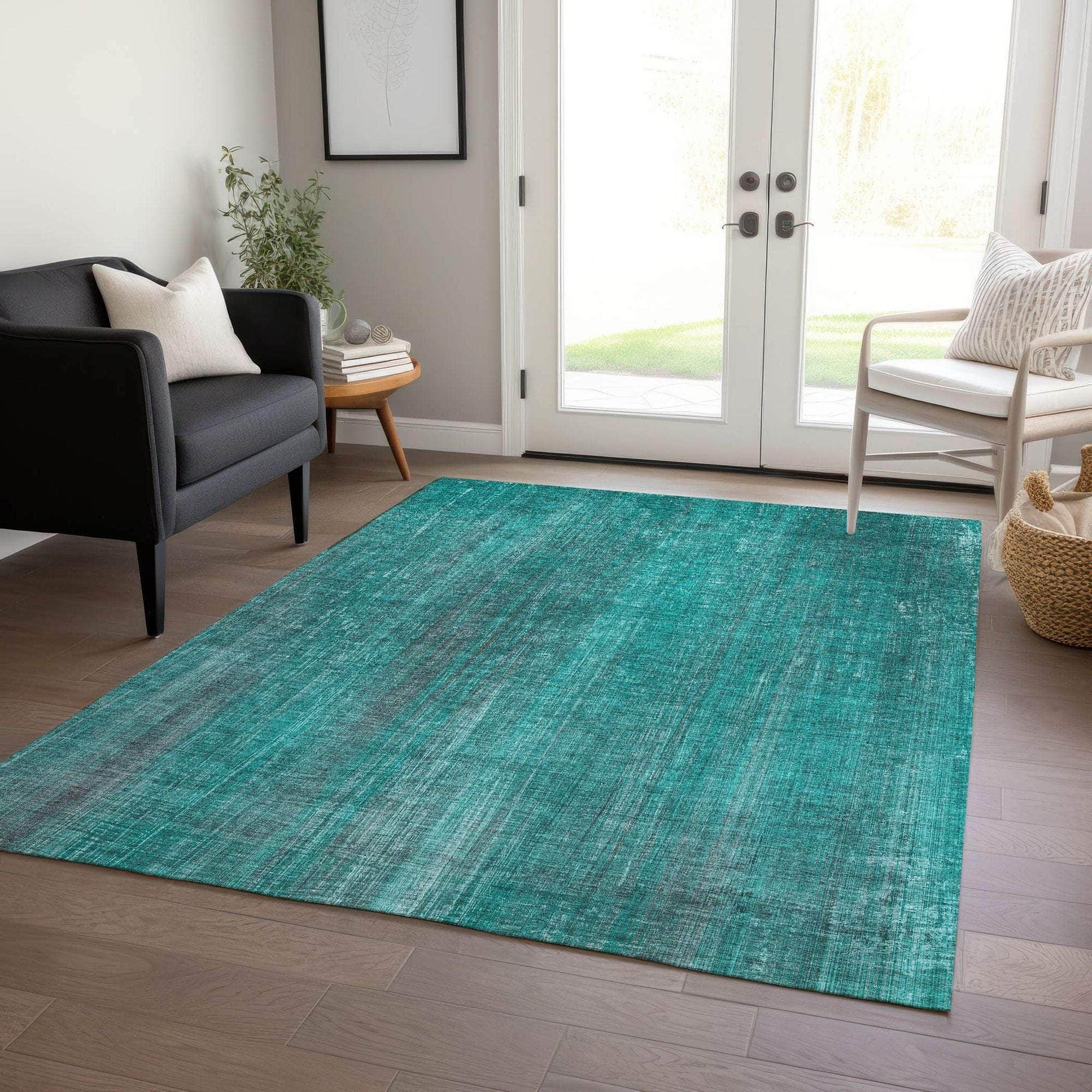 Machine Made ACN552 Teal Rugs