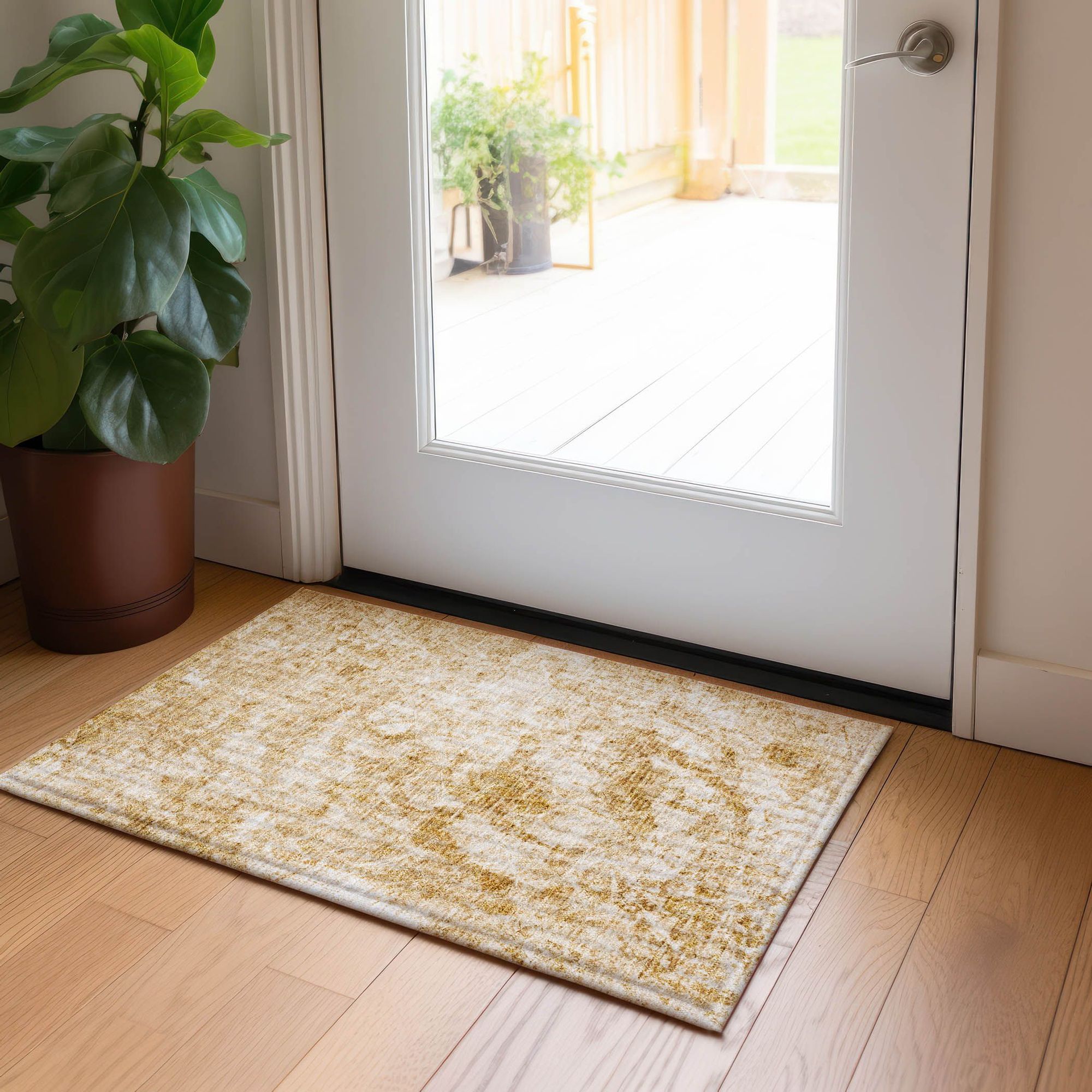 Machine Made ACN553 Beige Brown Rugs
