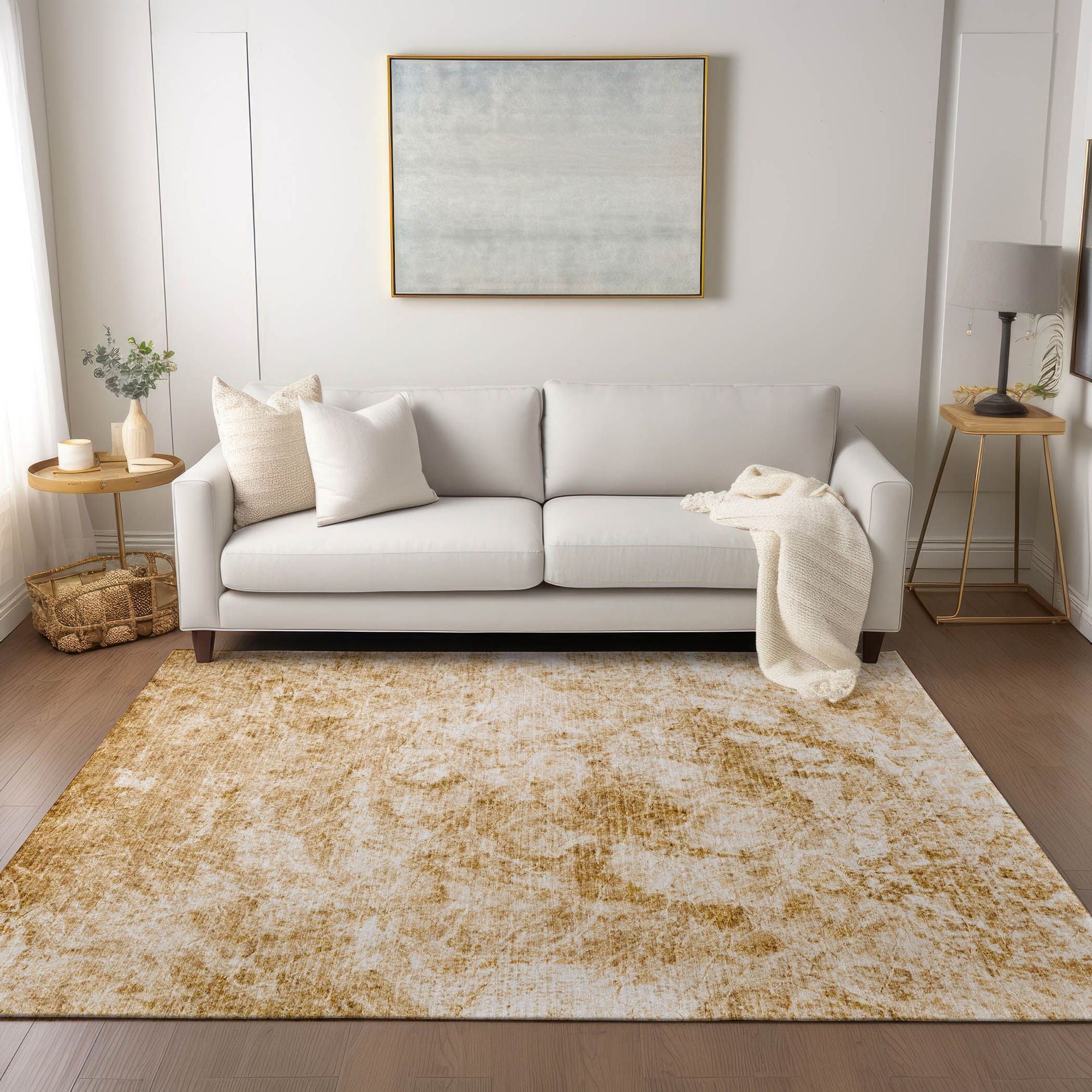 Machine Made ACN553 Beige Brown Rugs