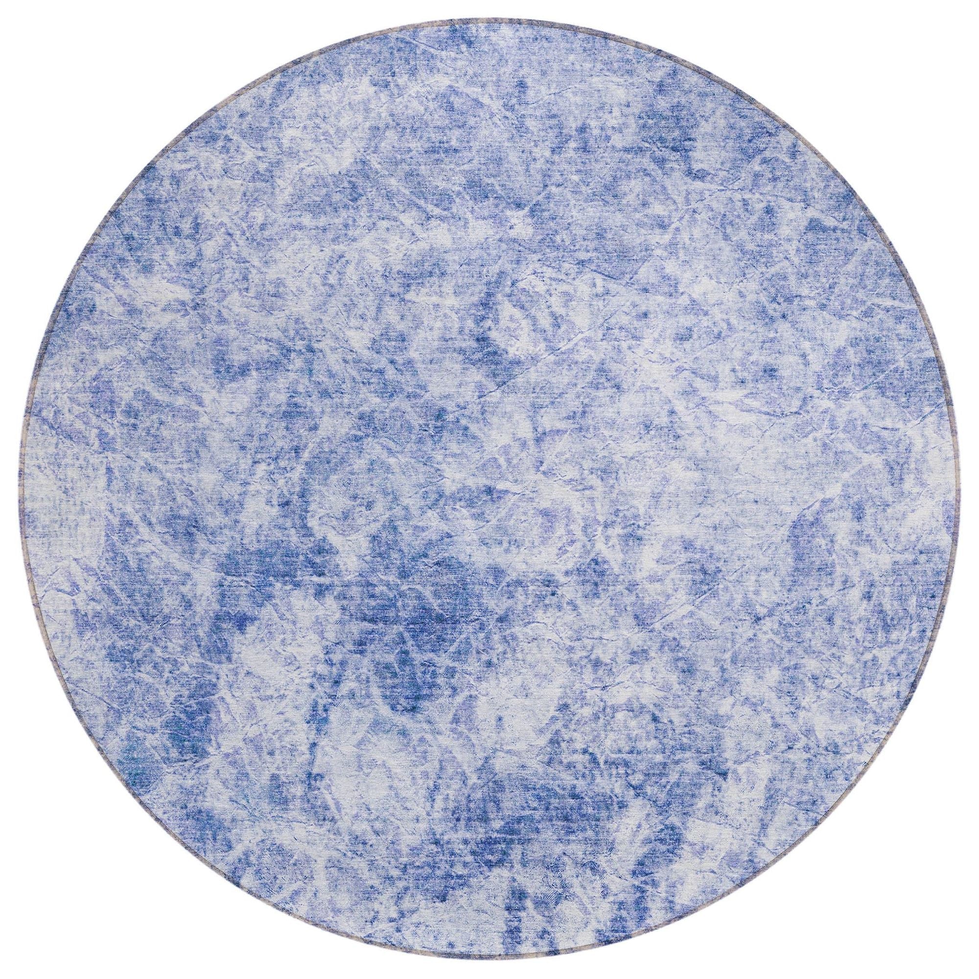 Machine Washable Blue Rug - Indoor / Outdoor - Kids / Pet Friendly Organic Print Rug