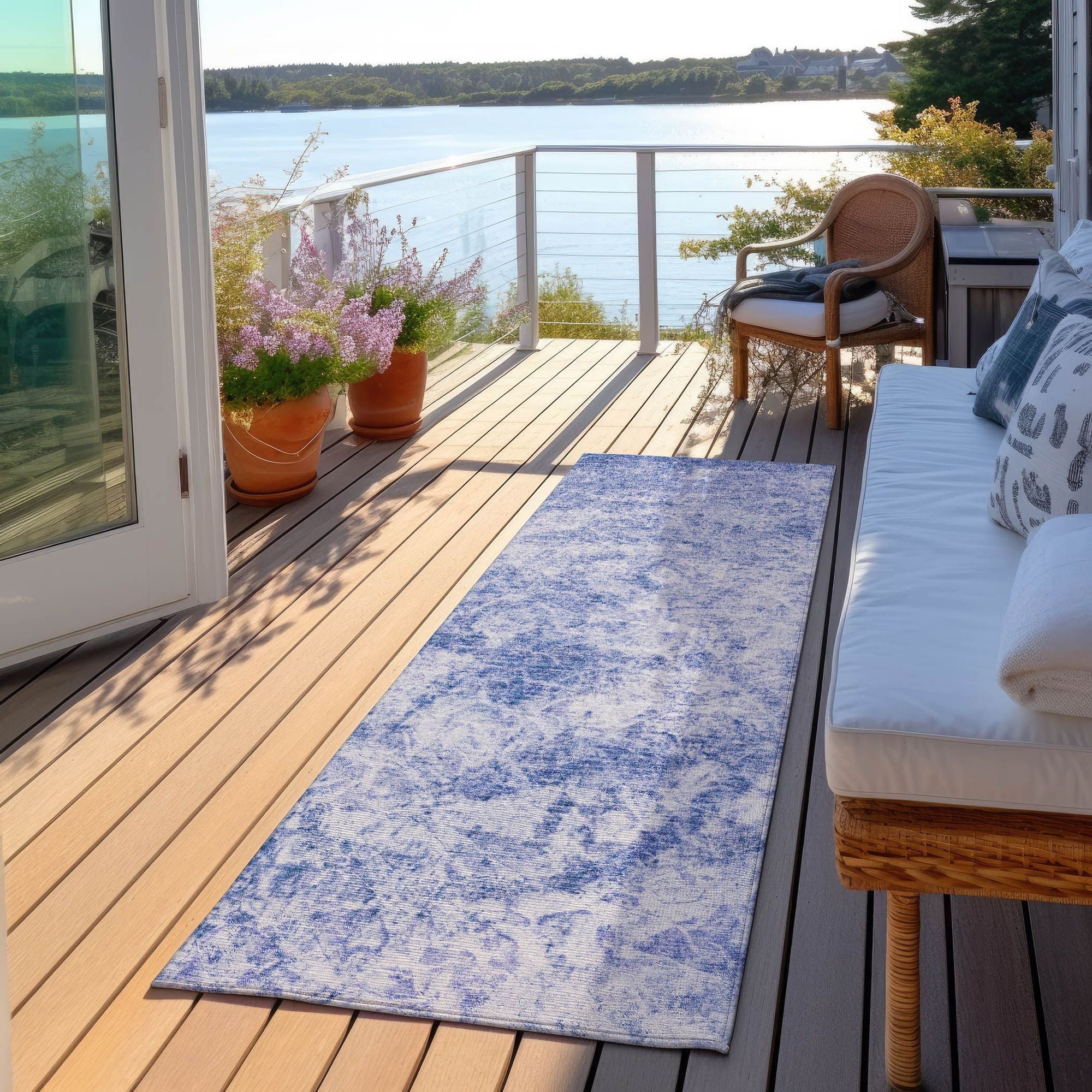 Machine Made ACN553 Blue Rugs