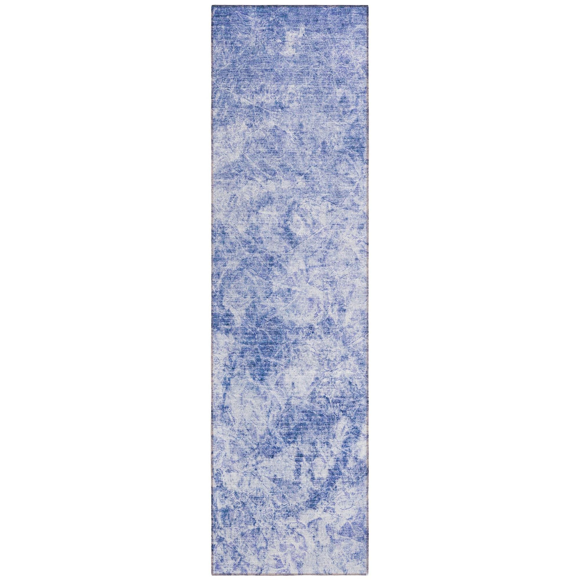 Machine Washable Blue Rug - Indoor / Outdoor - Kids / Pet Friendly Organic Print Rug