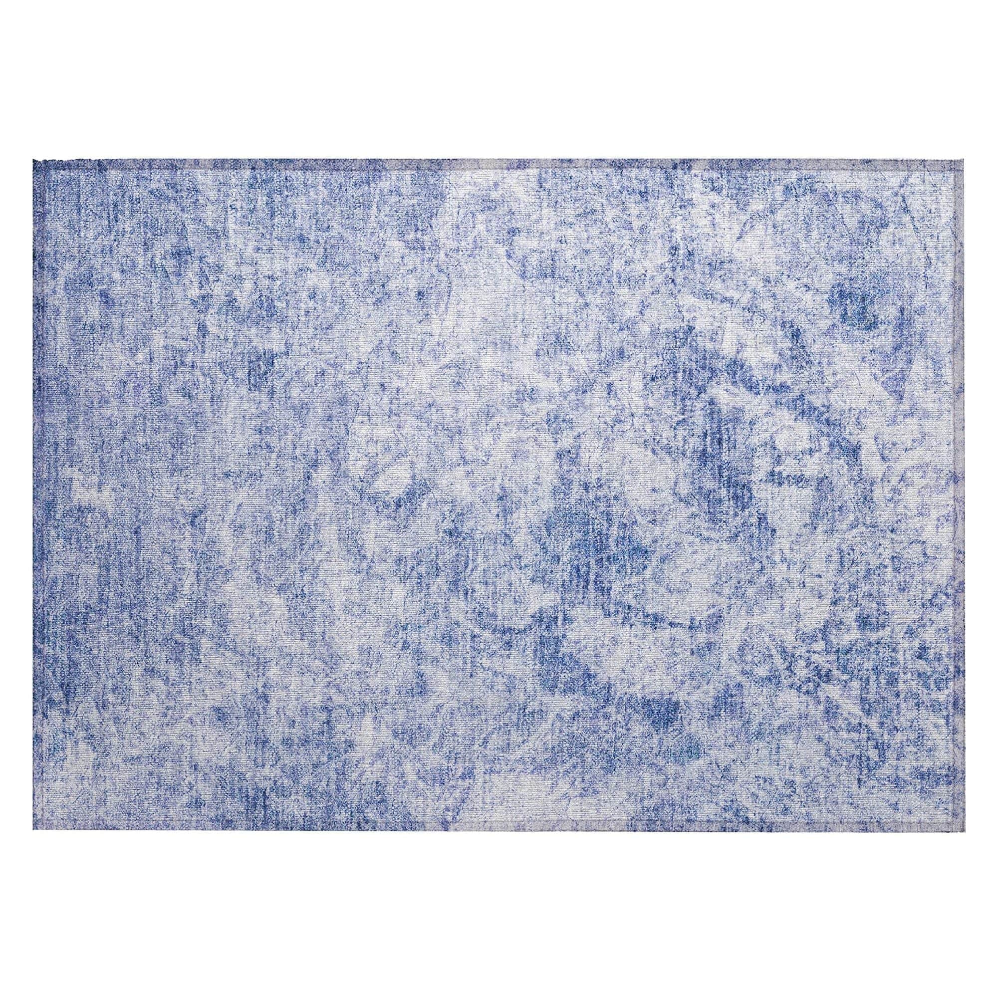 Machine Washable Blue Rug - Indoor / Outdoor - Kids / Pet Friendly Organic Print Rug