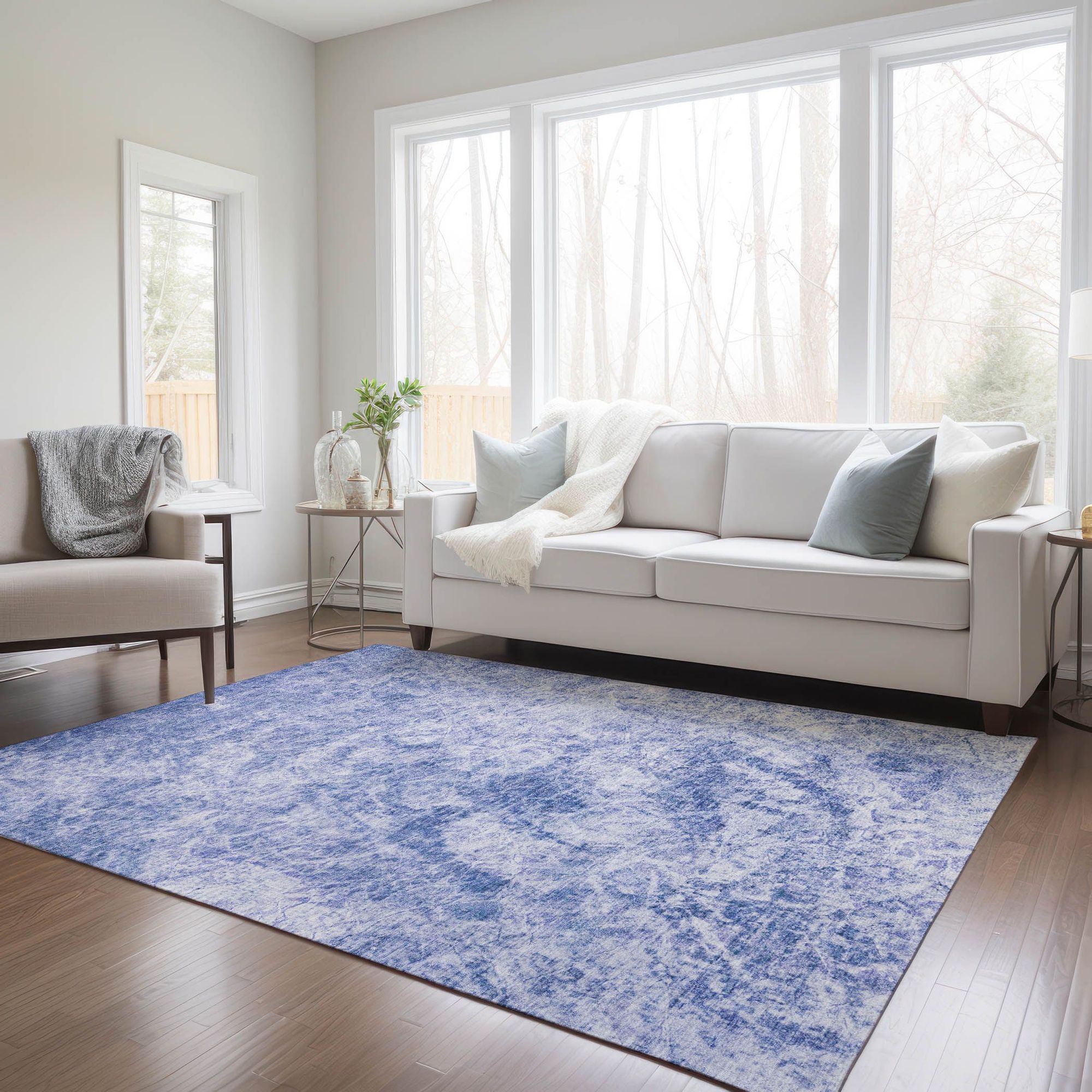 Machine Made ACN553 Blue Rugs