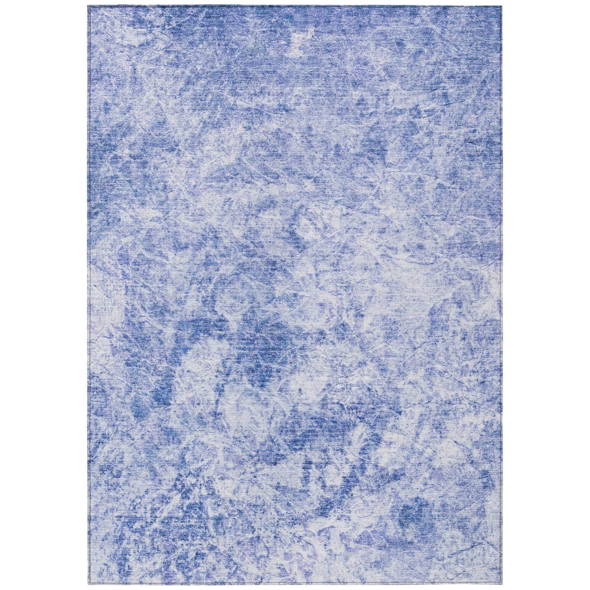 Machine Washable Blue Rug - Indoor / Outdoor - Kids / Pet Friendly Organic Print Rug