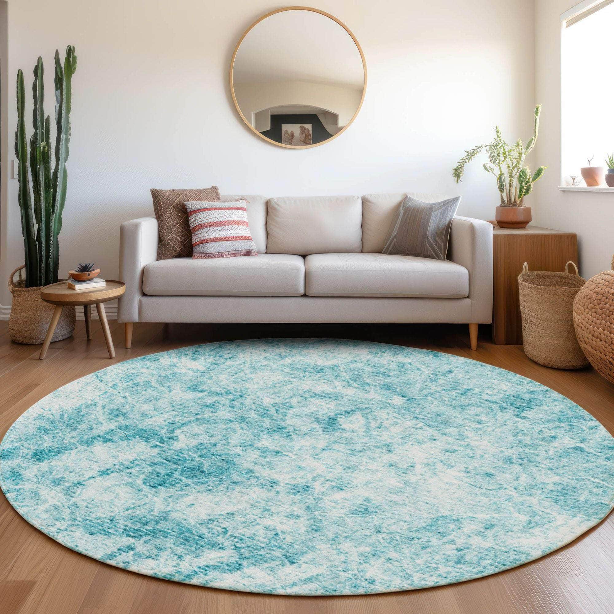 Machine Made ACN553 Teal Rugs