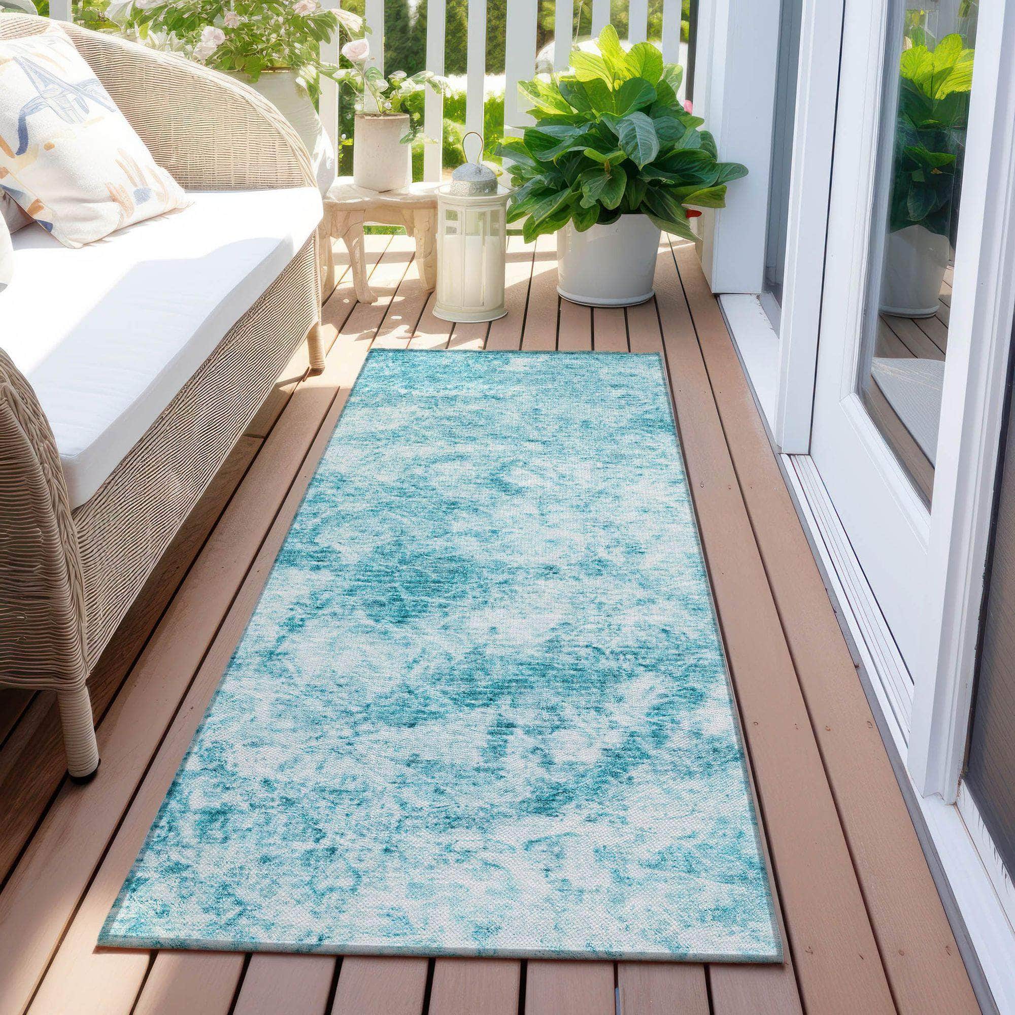 Machine Made ACN553 Teal Rugs