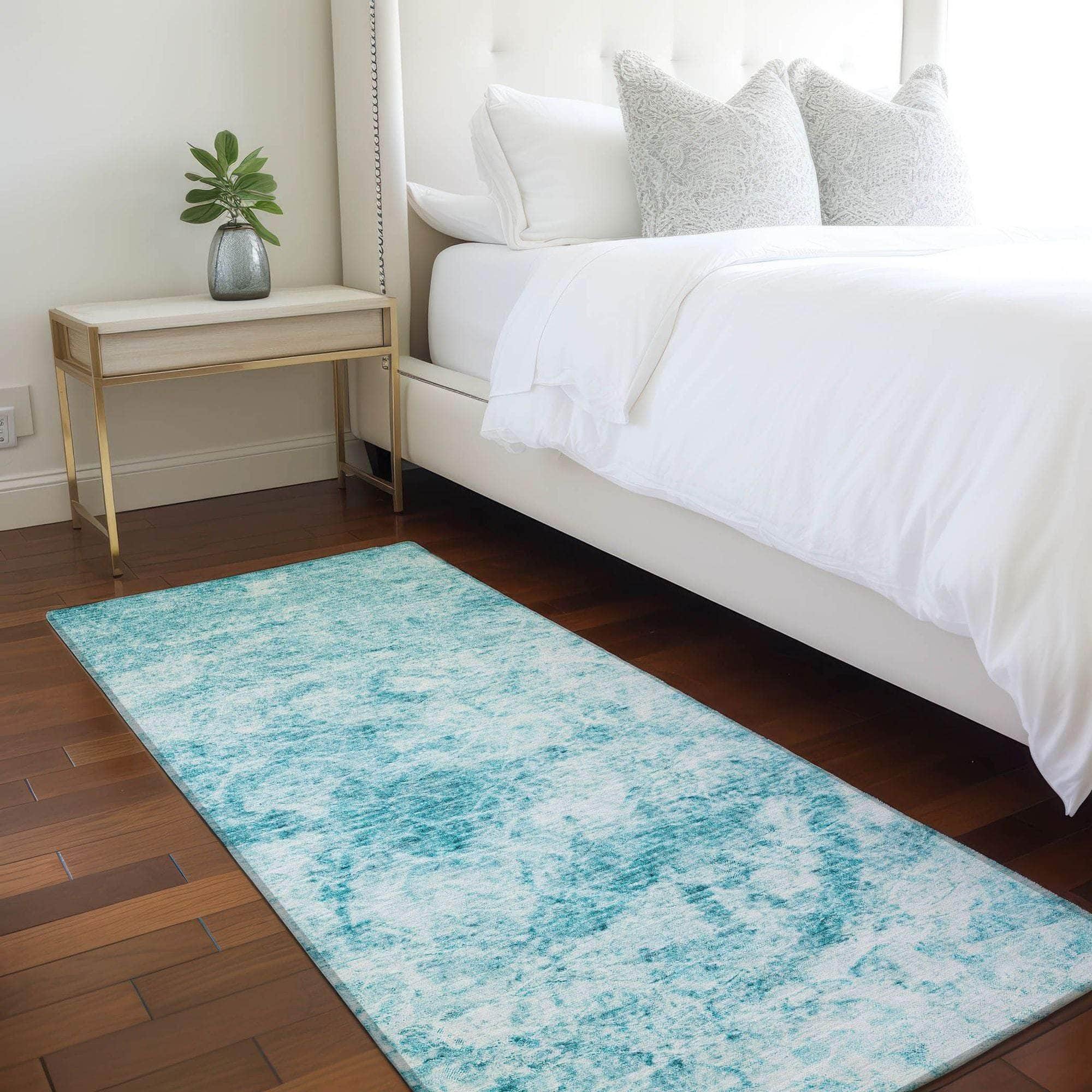 Machine Made ACN553 Teal Rugs