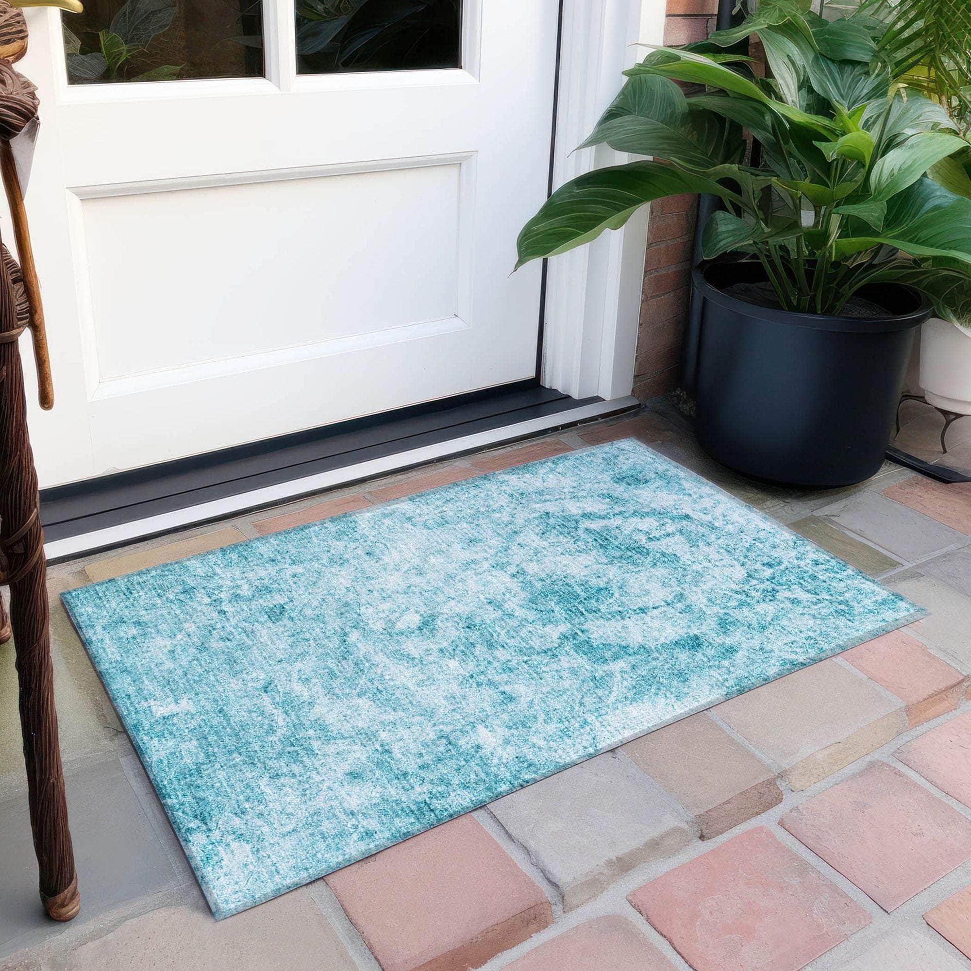 Machine Made ACN553 Teal Rugs