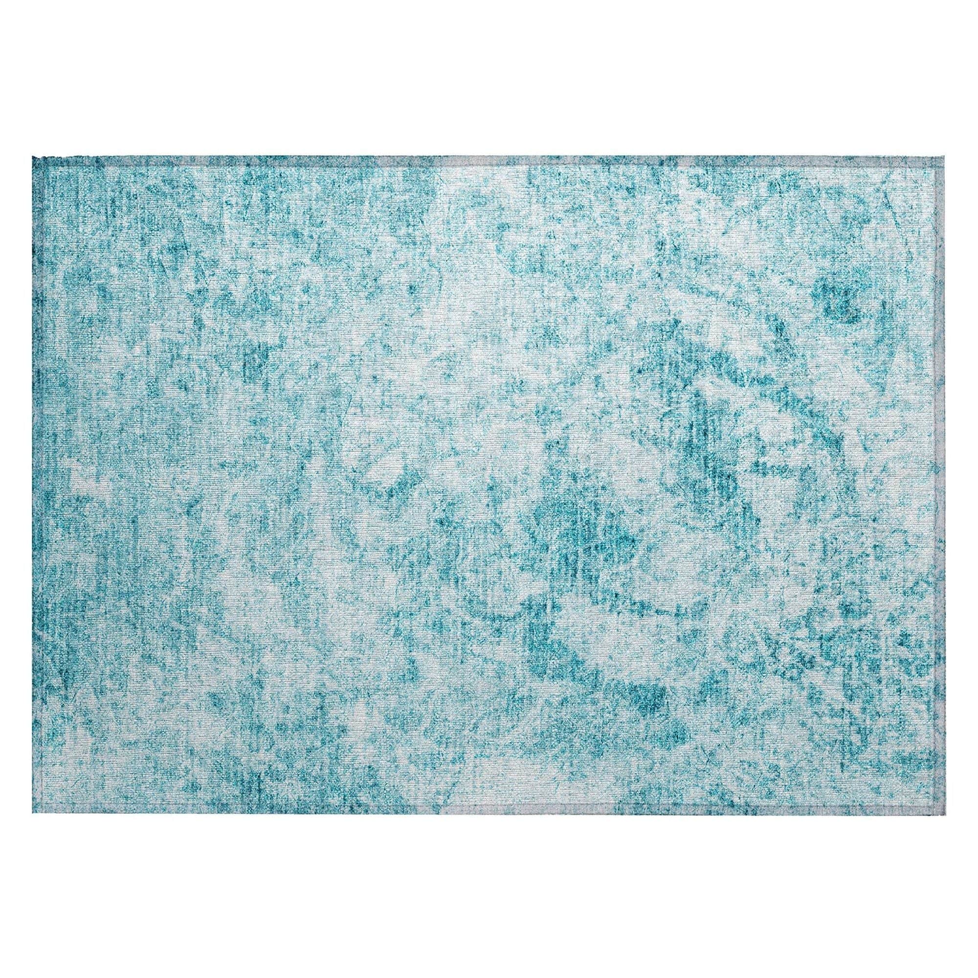 Machine Washable Teal Rug - Indoor / Outdoor - Kids / Pet Friendly Organic Print Rug