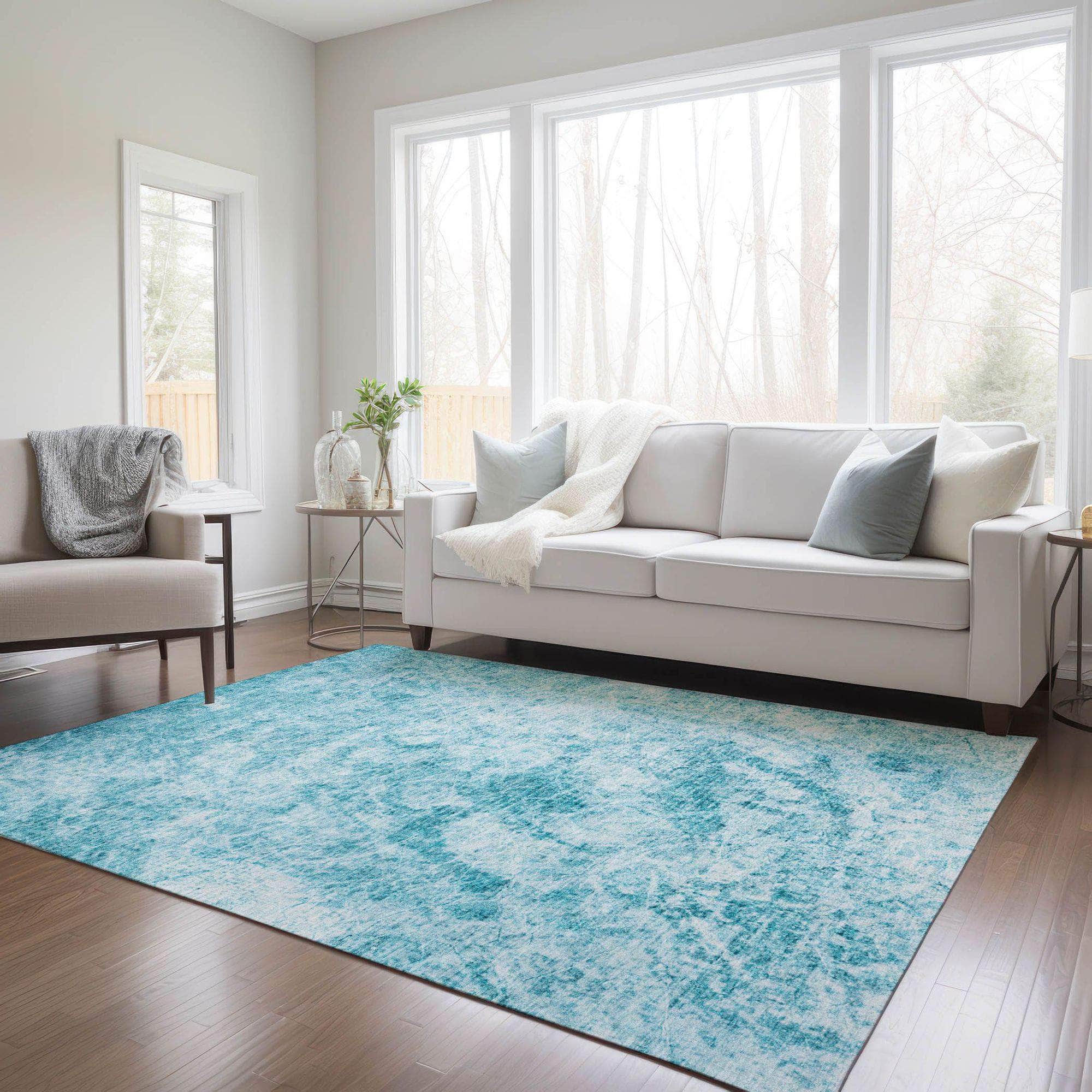 Machine Made ACN553 Teal Rugs