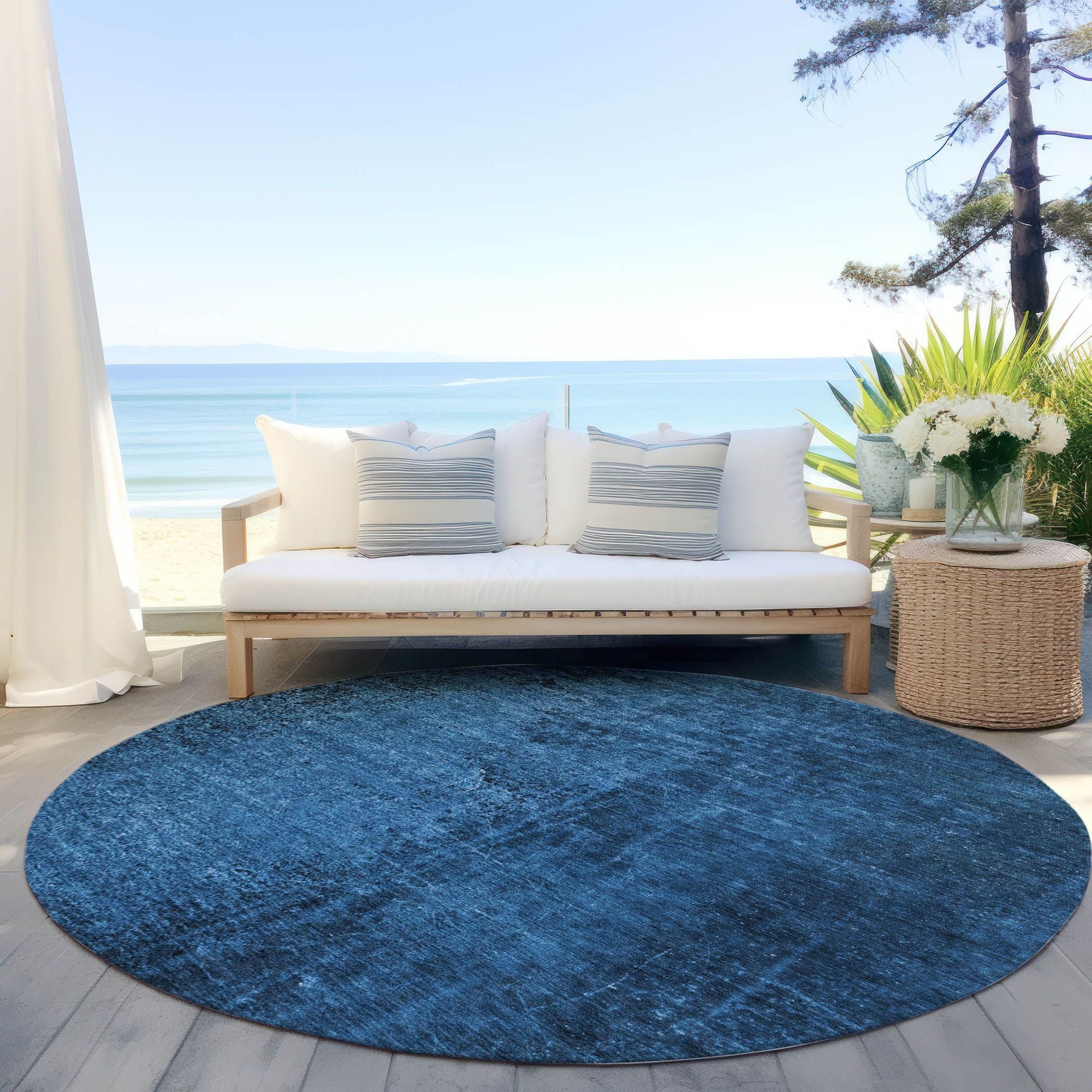Machine Made ACN554 Navy Blue Rugs