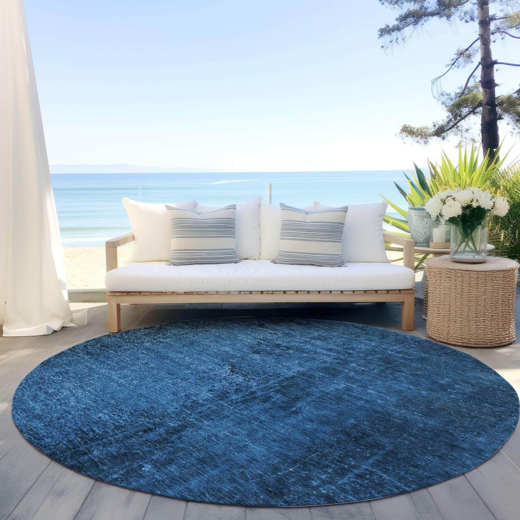 Machine Made ACN554 Navy Blue Rugs