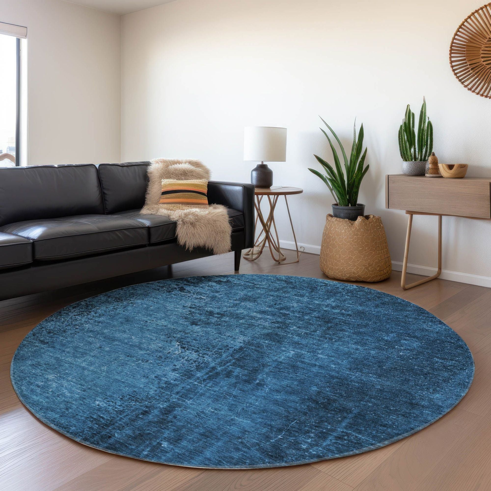 Machine Made ACN554 Navy Blue Rugs