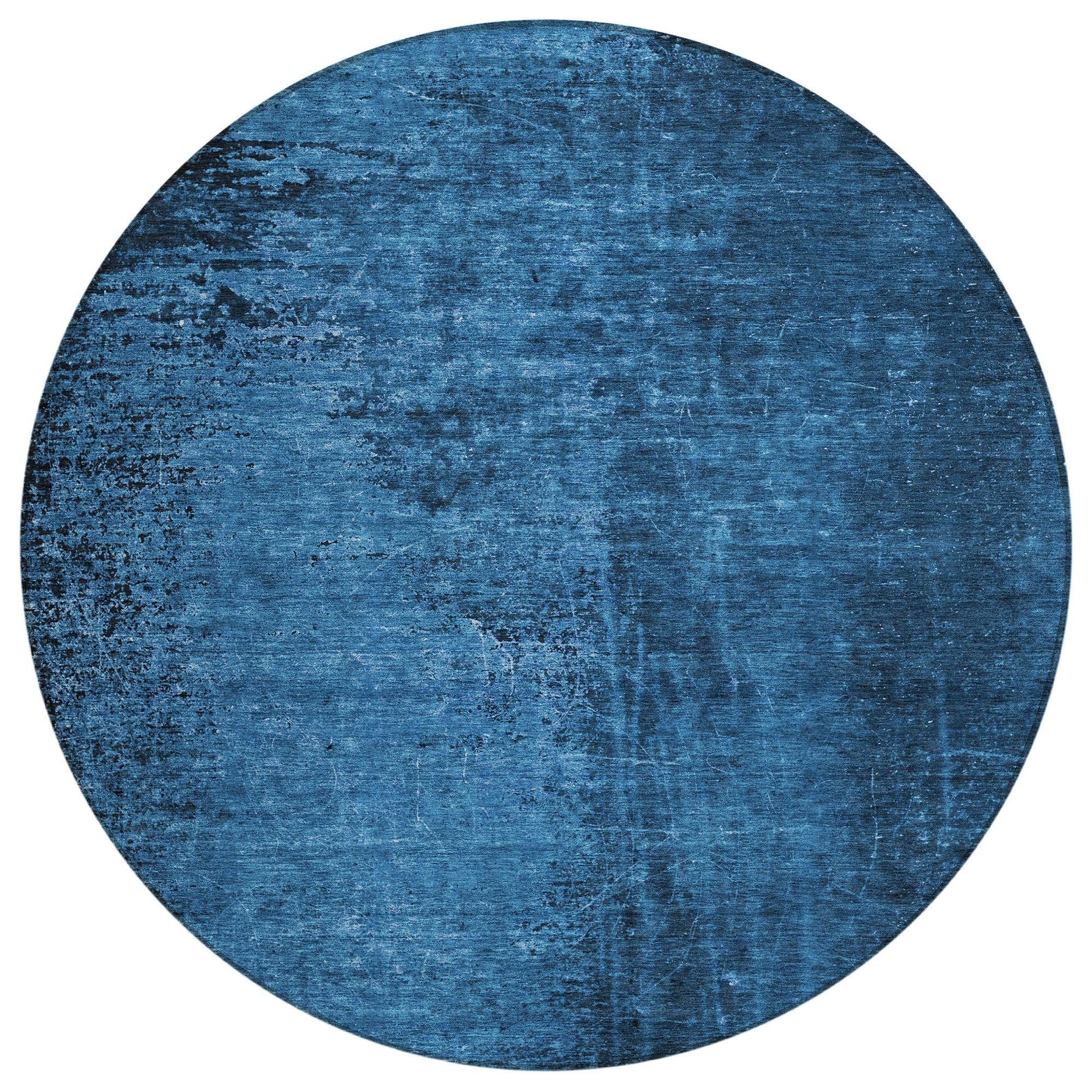 Machine Washable Navy Blue Rug - Indoor / Outdoor - Kids / Pet Friendly Organic Print Rug