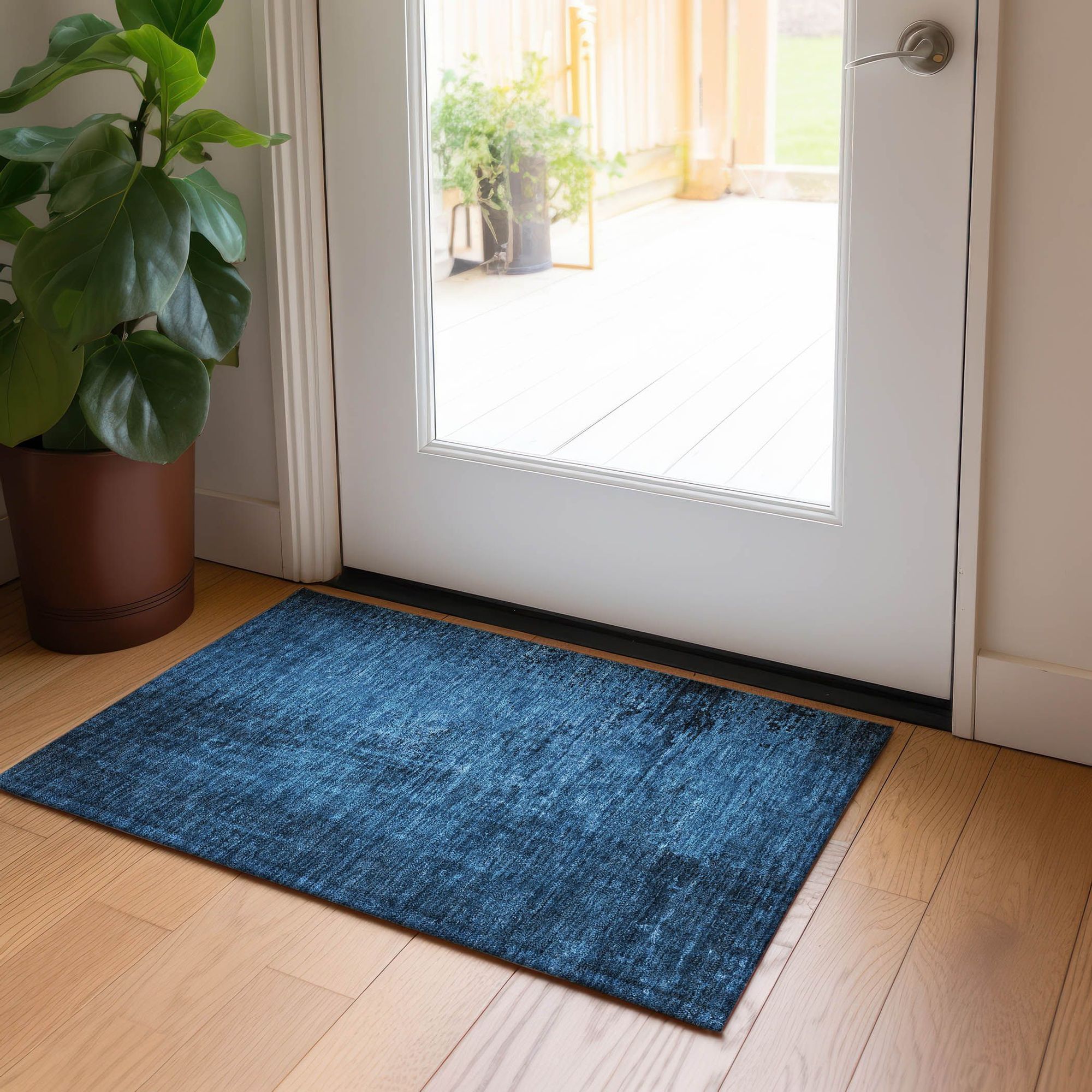 Machine Made ACN554 Navy Blue Rugs