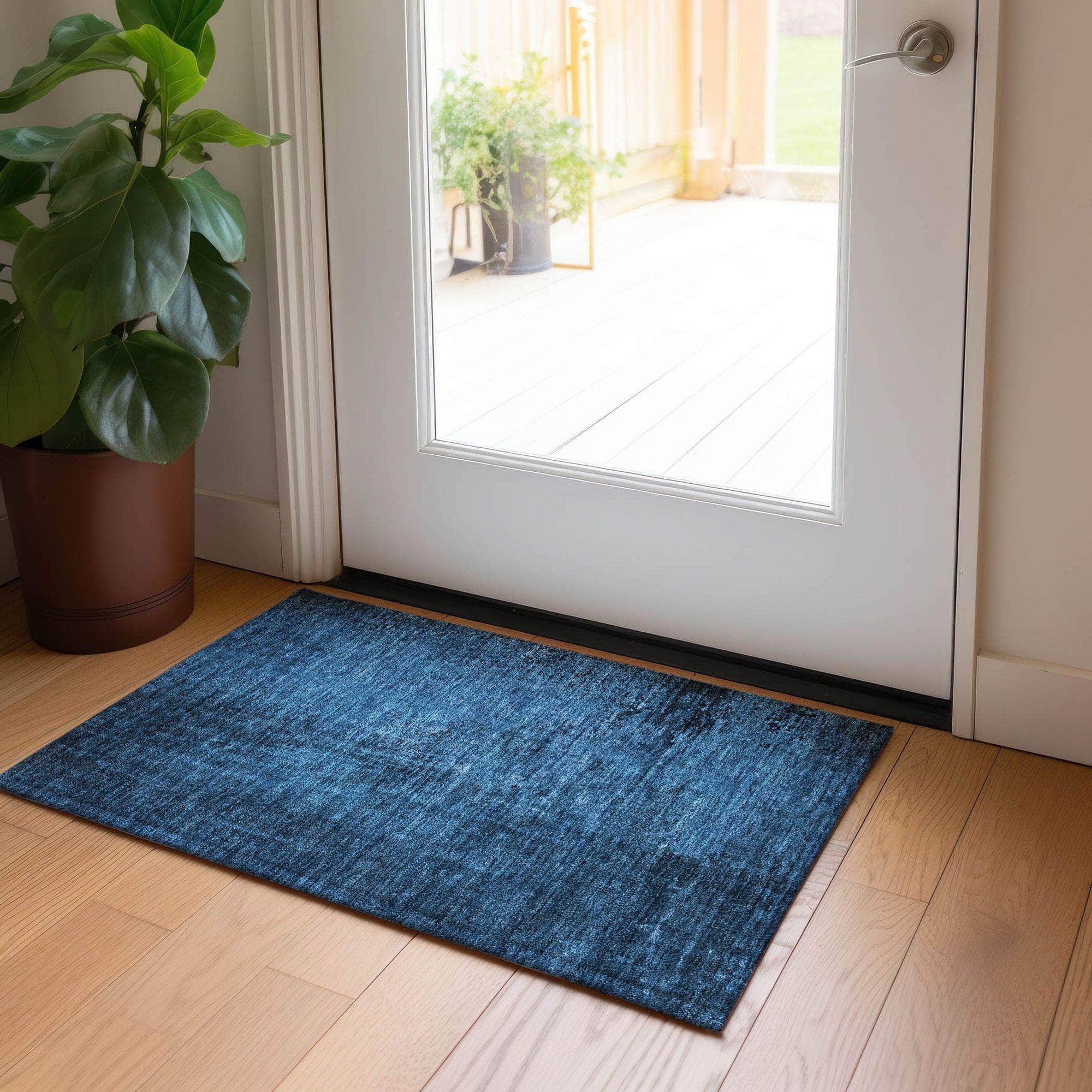 Machine Made ACN554 Navy Blue Rugs