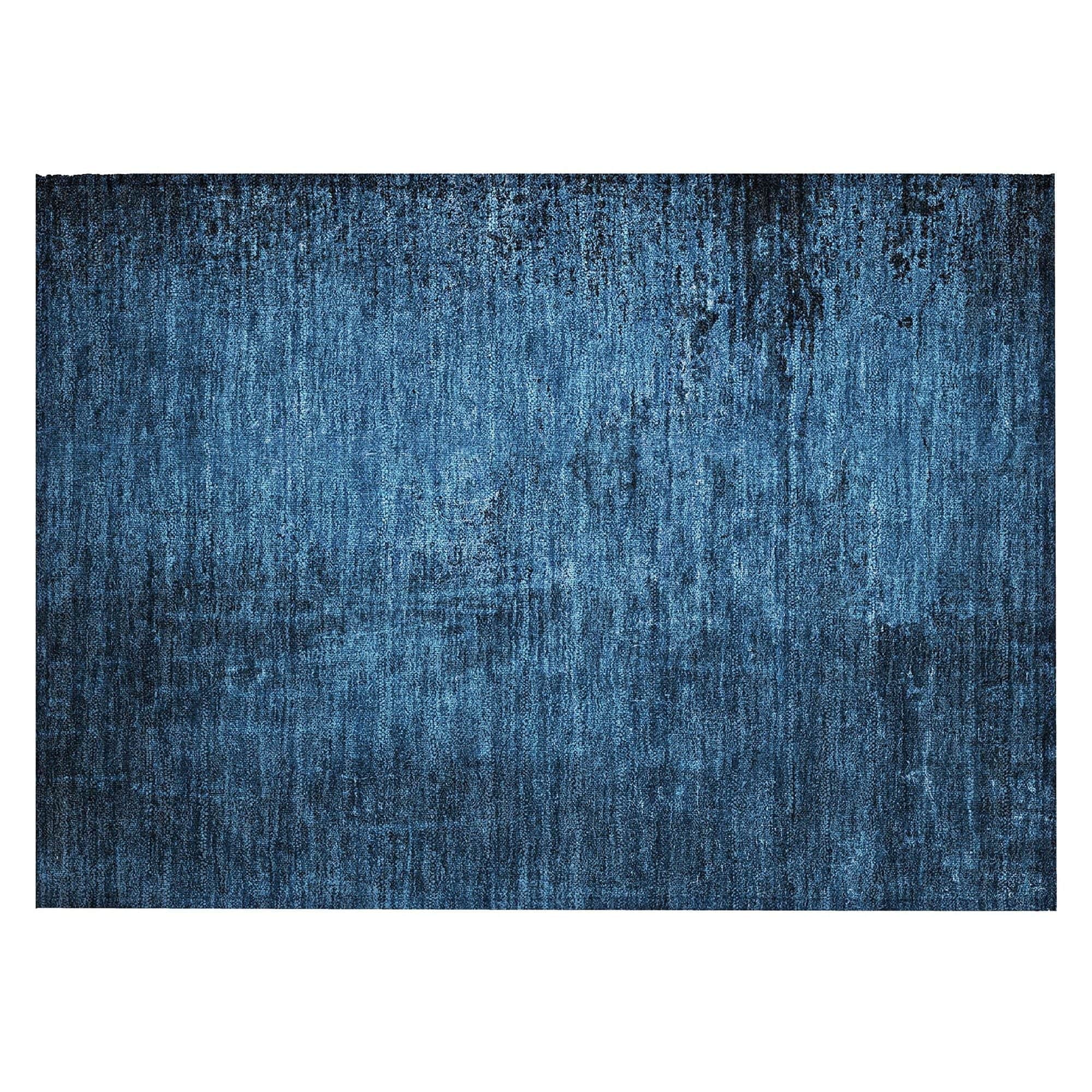 Machine Washable Navy Blue Rug - Indoor / Outdoor - Kids / Pet Friendly Organic Print Rug