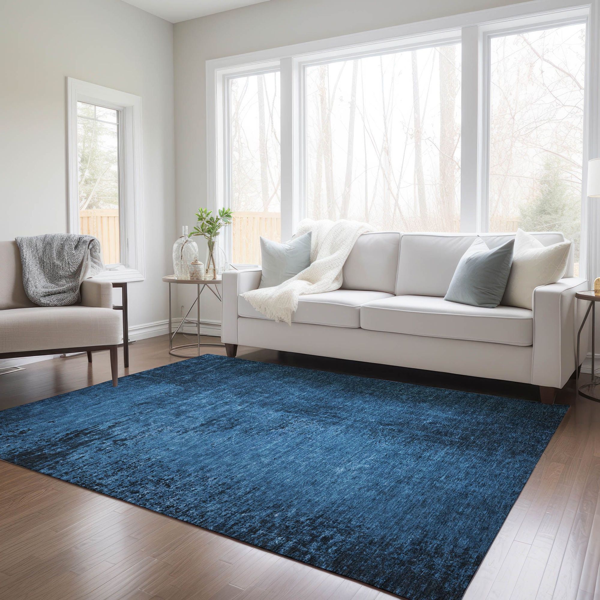 Machine Made ACN554 Navy Blue Rugs