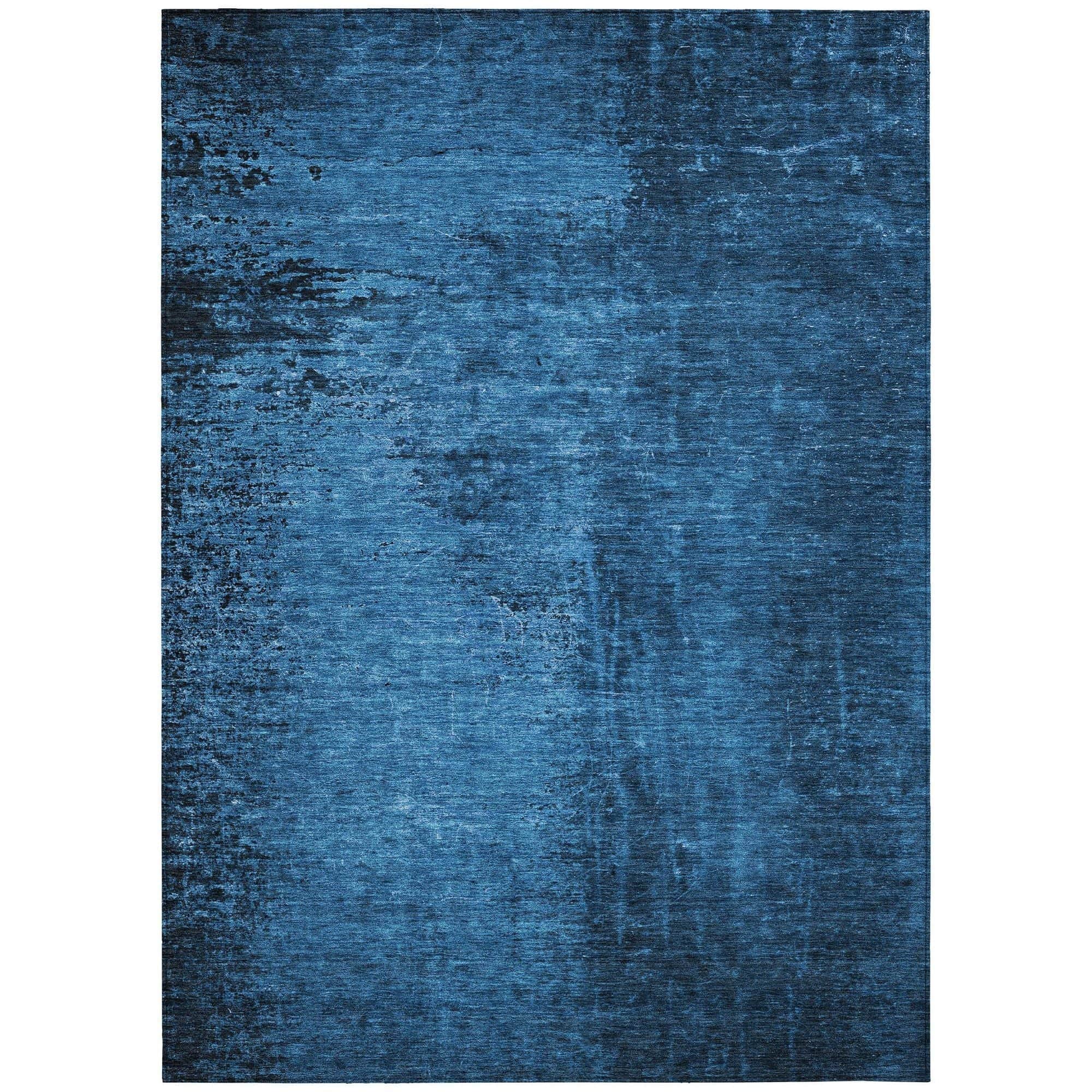 Machine Washable Navy Blue Rug - Indoor / Outdoor - Kids / Pet Friendly Organic Print Rug