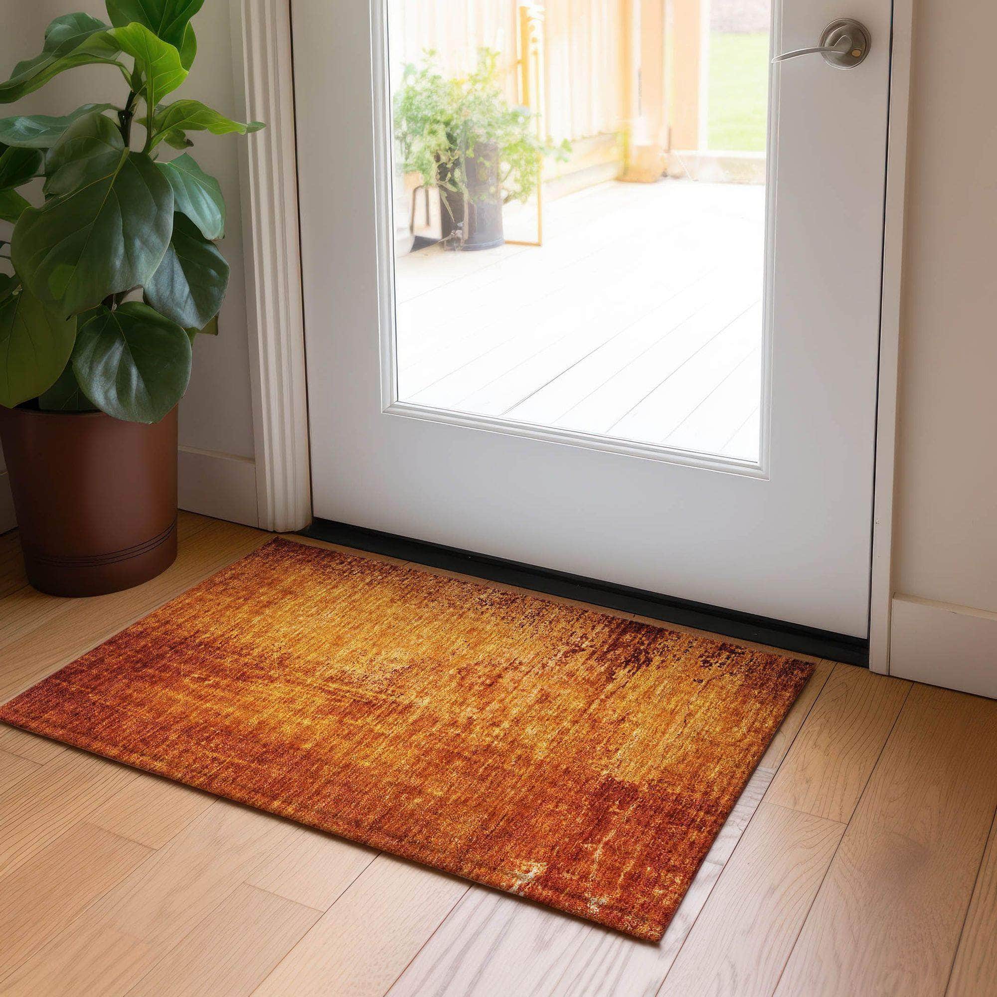 Machine Made ACN554 Paprika Orange Rugs