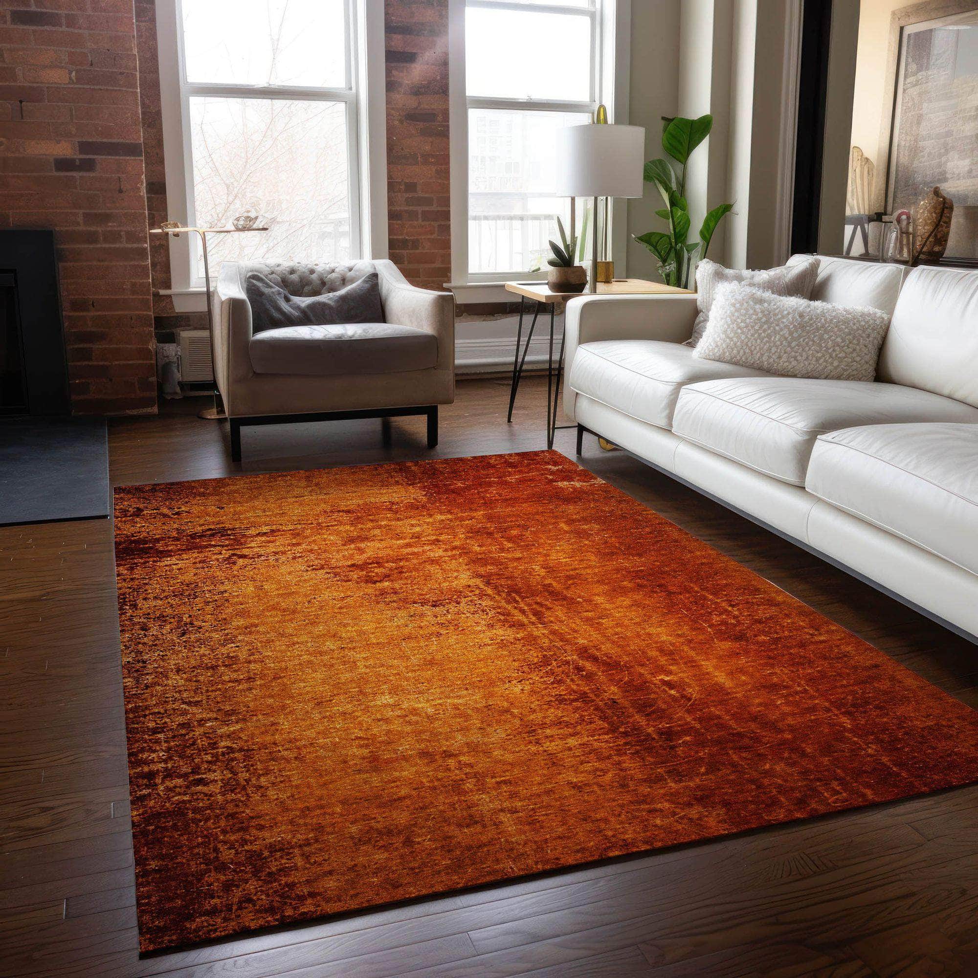 Machine Made ACN554 Paprika Orange Rugs
