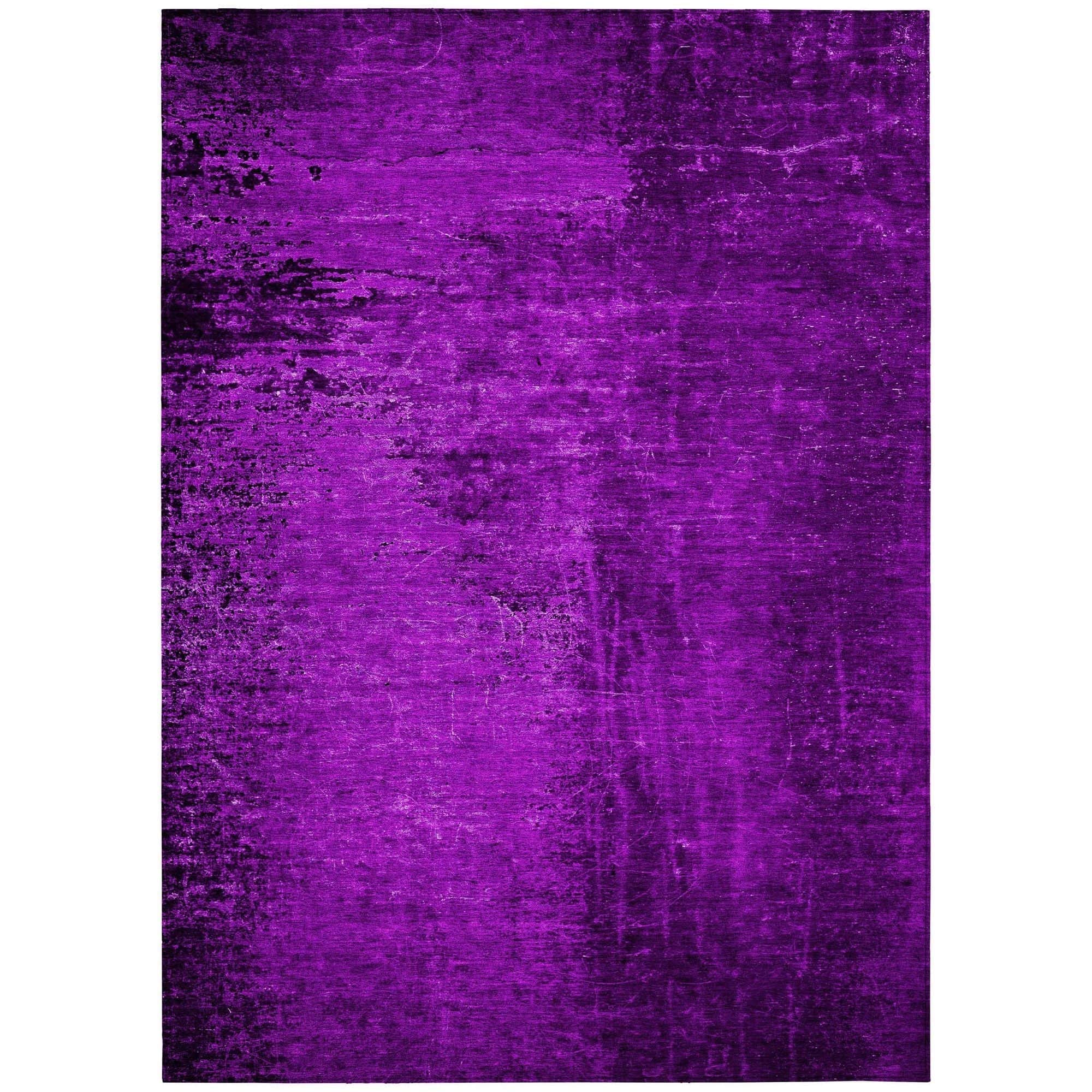 Machine Washable Purple Rug - Indoor / Outdoor - Kids / Pet Friendly Organic Print Rug