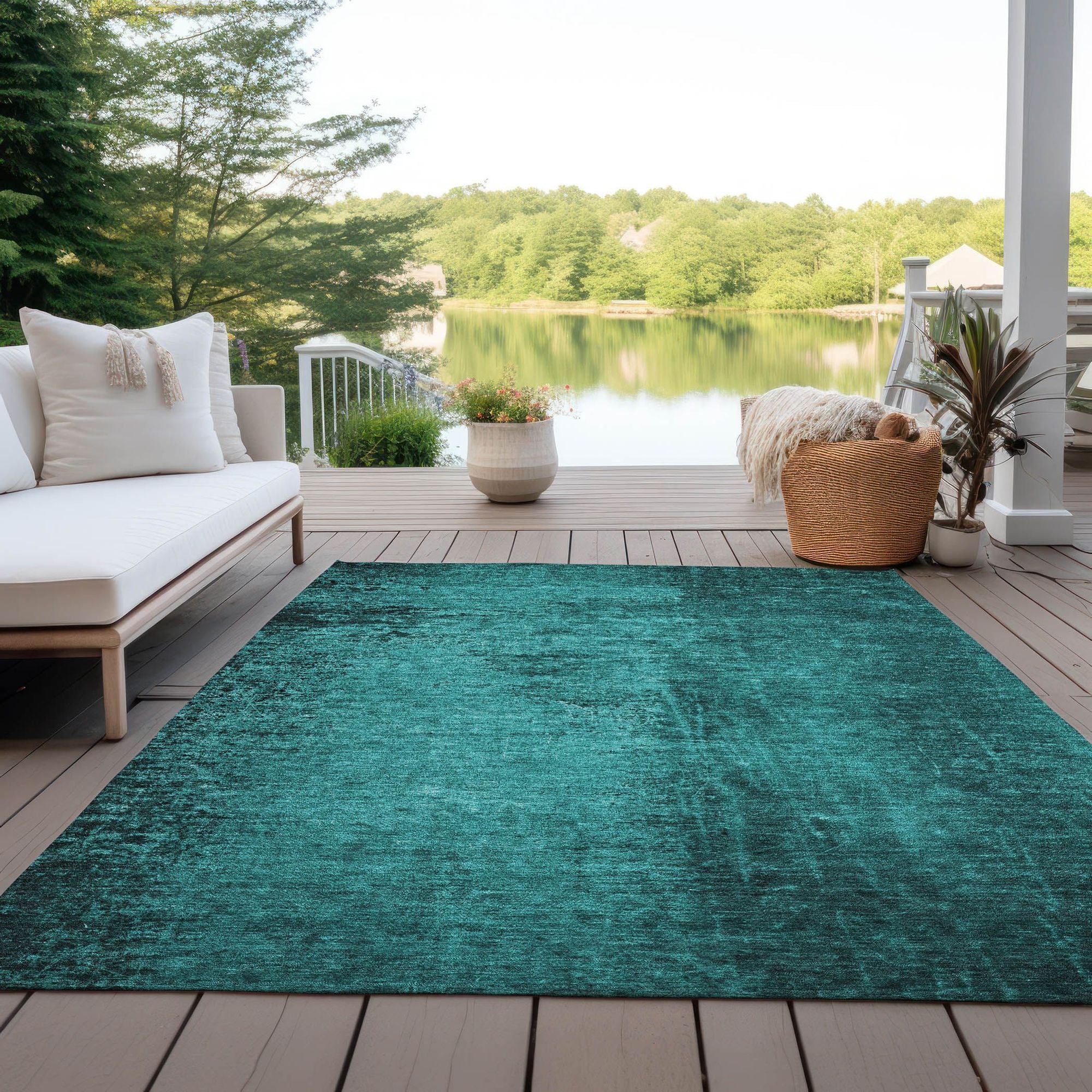 Machine Made ACN554 Teal Rugs