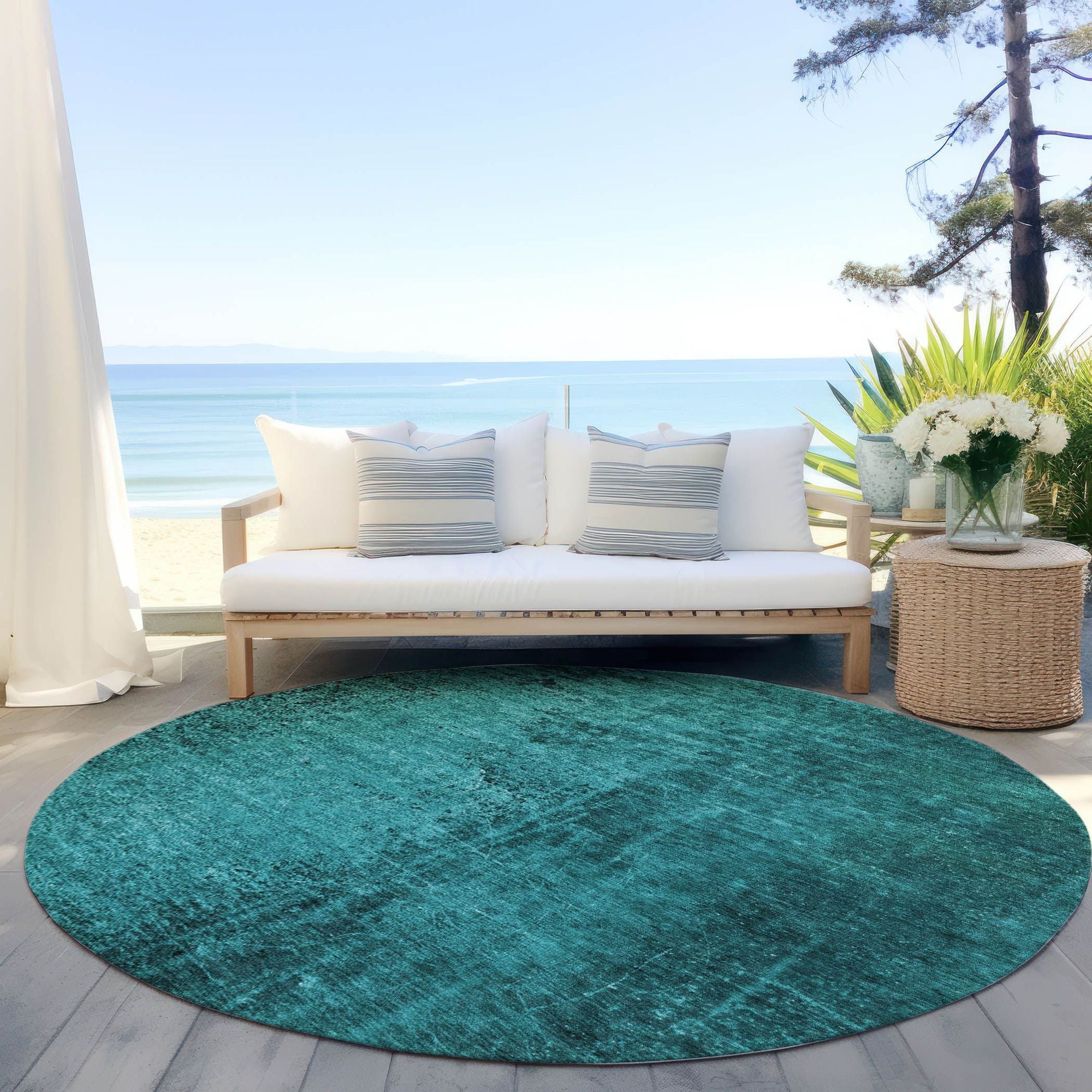 Machine Made ACN554 Teal Rugs