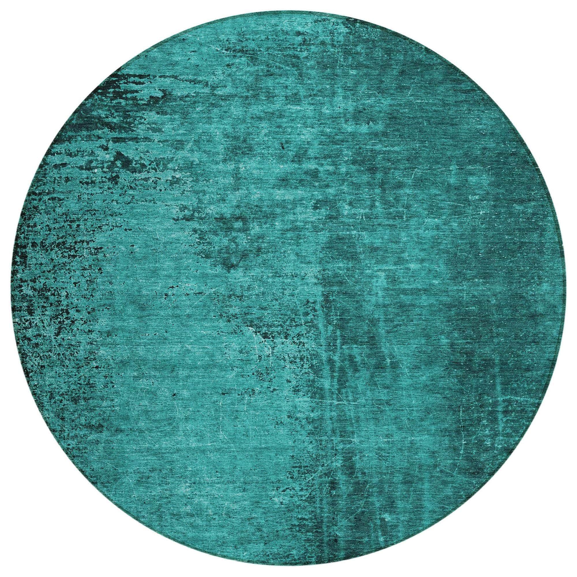 Machine Washable Teal Rug - Indoor / Outdoor - Kids / Pet Friendly Organic Print Rug