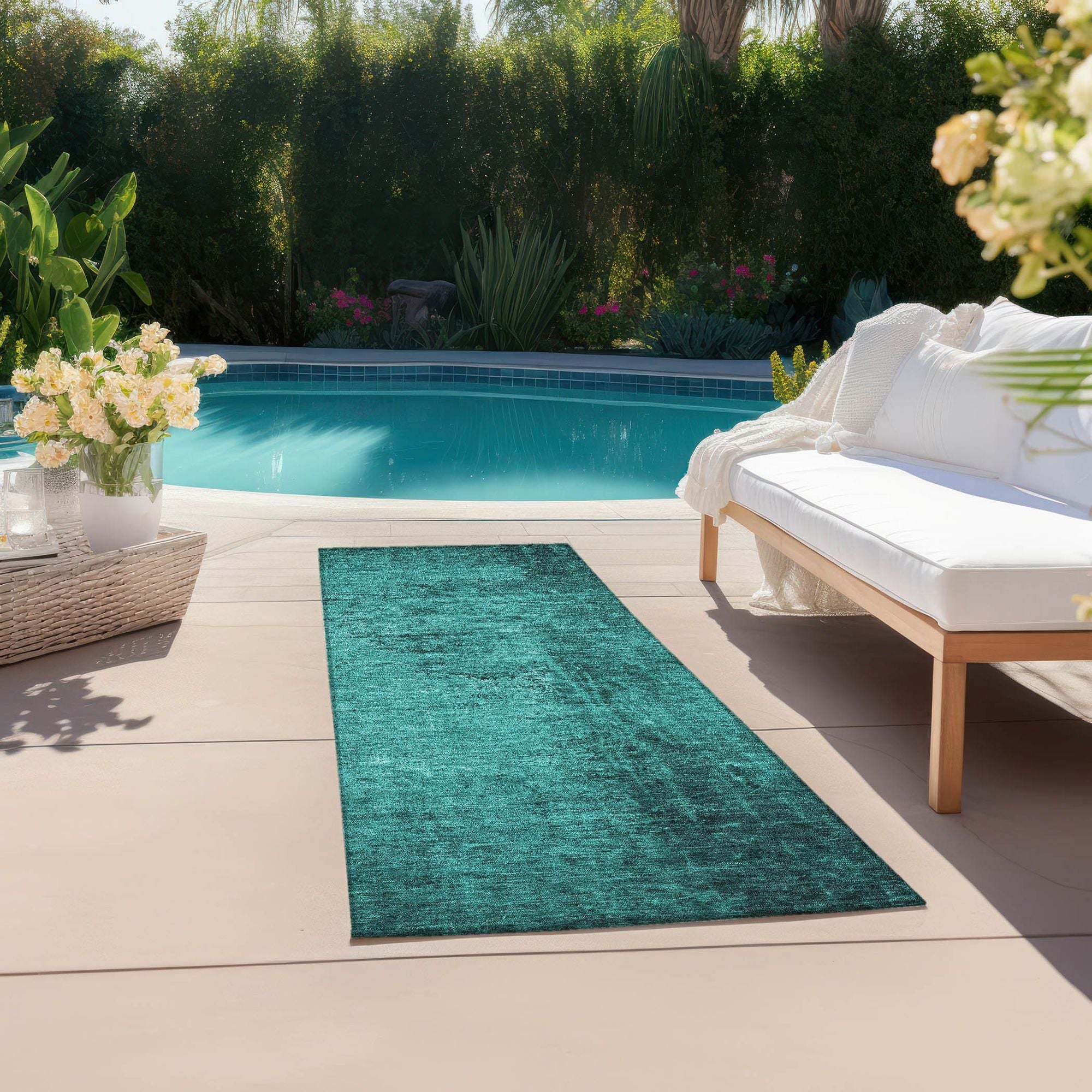 Machine Made ACN554 Teal Rugs