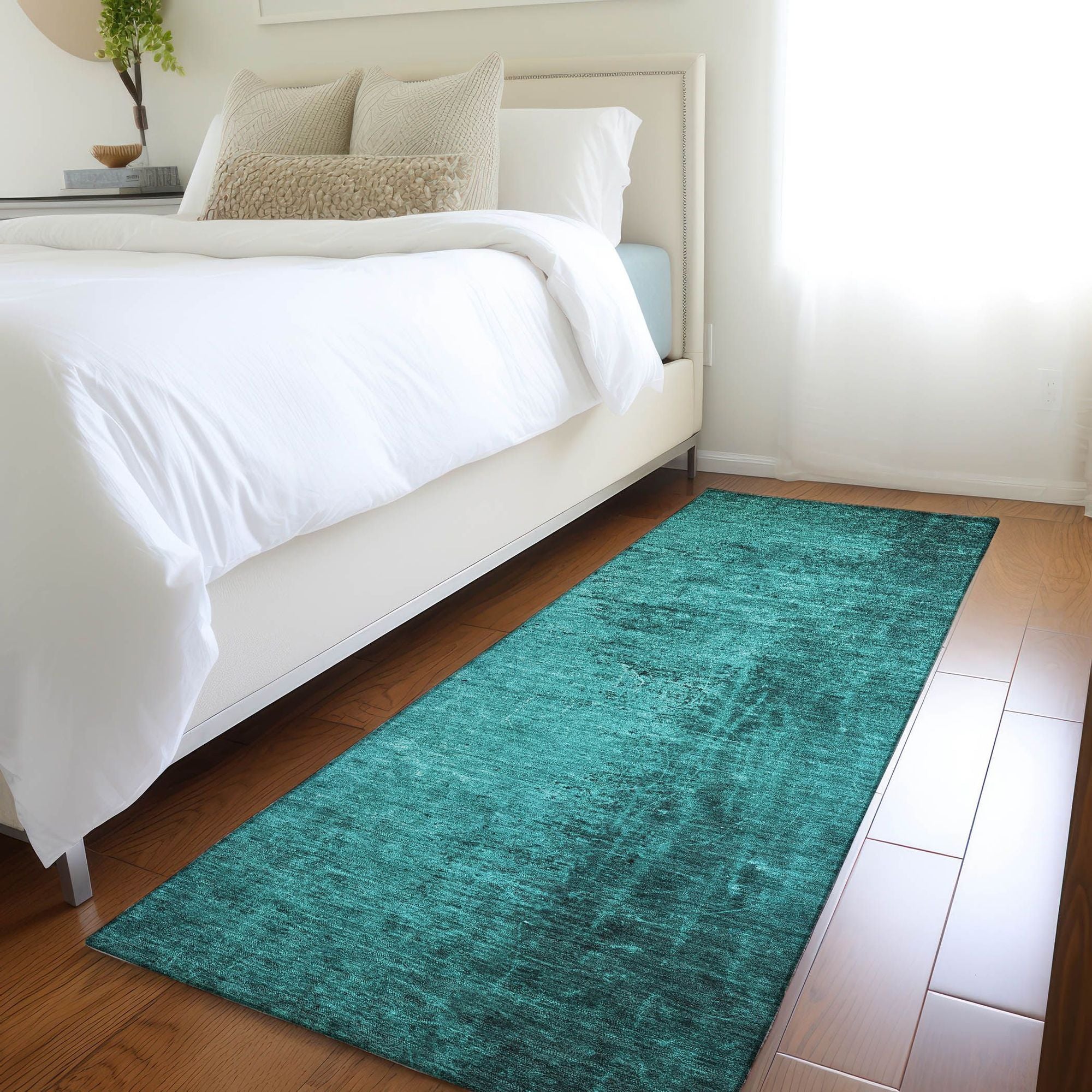 Machine Made ACN554 Teal Rugs