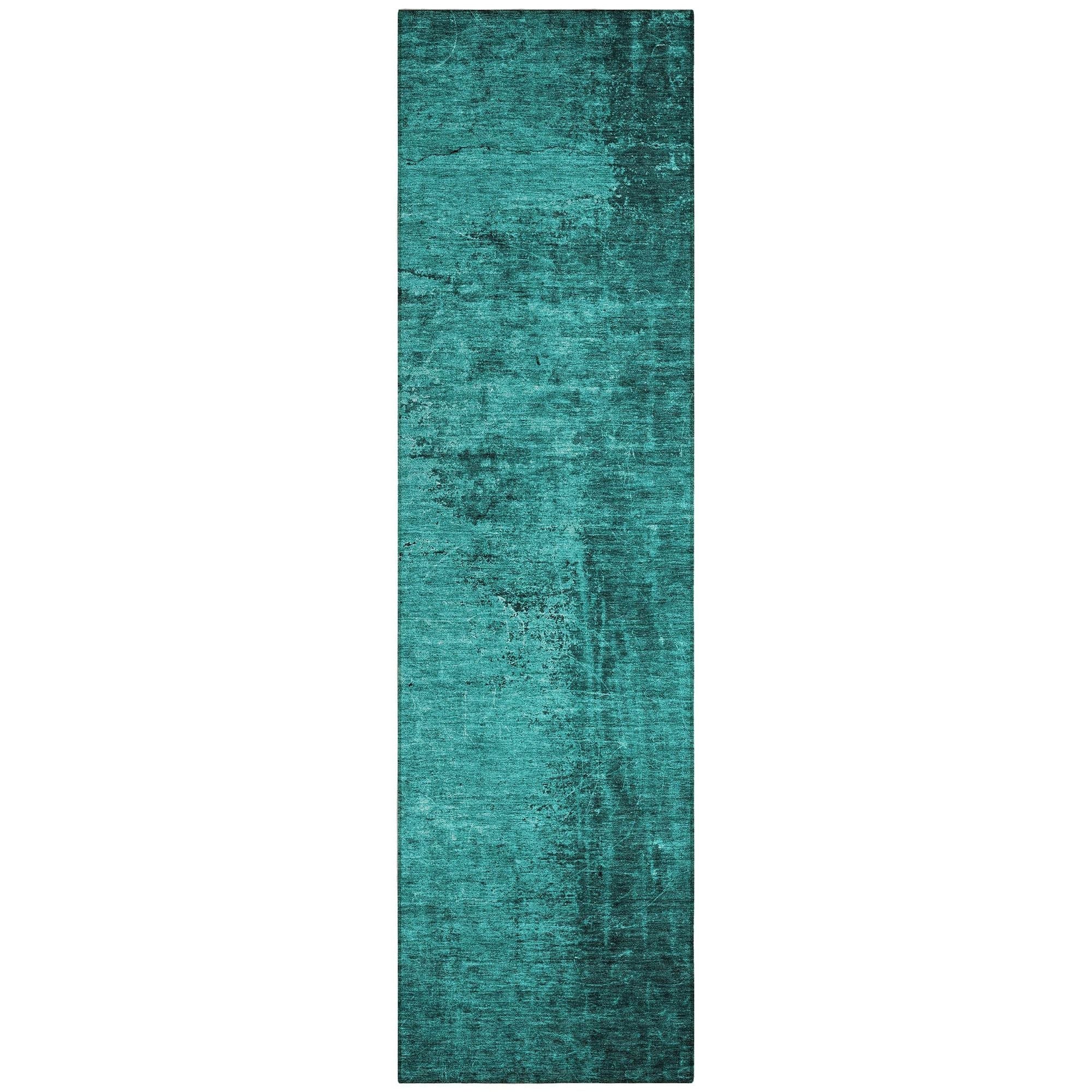 Machine Washable Teal Rug - Indoor / Outdoor - Kids / Pet Friendly Organic Print Rug