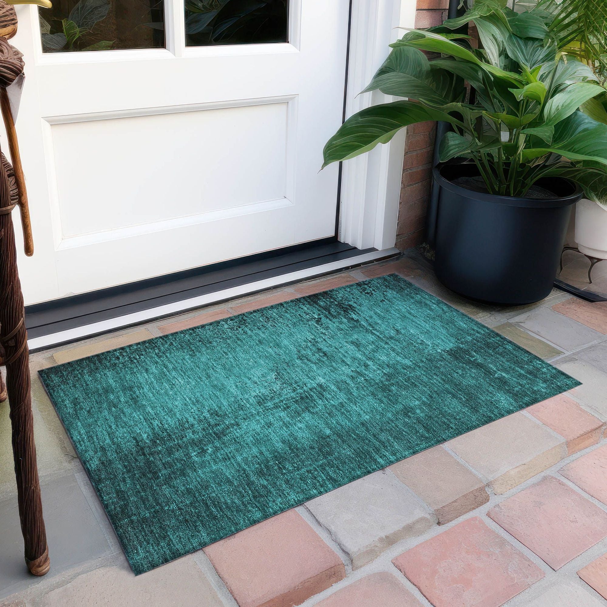 Machine Made ACN554 Teal Rugs