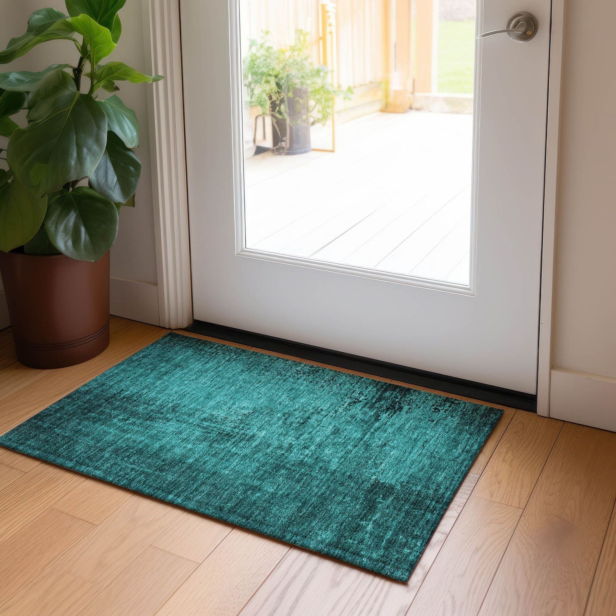 Machine Made ACN554 Teal Rugs
