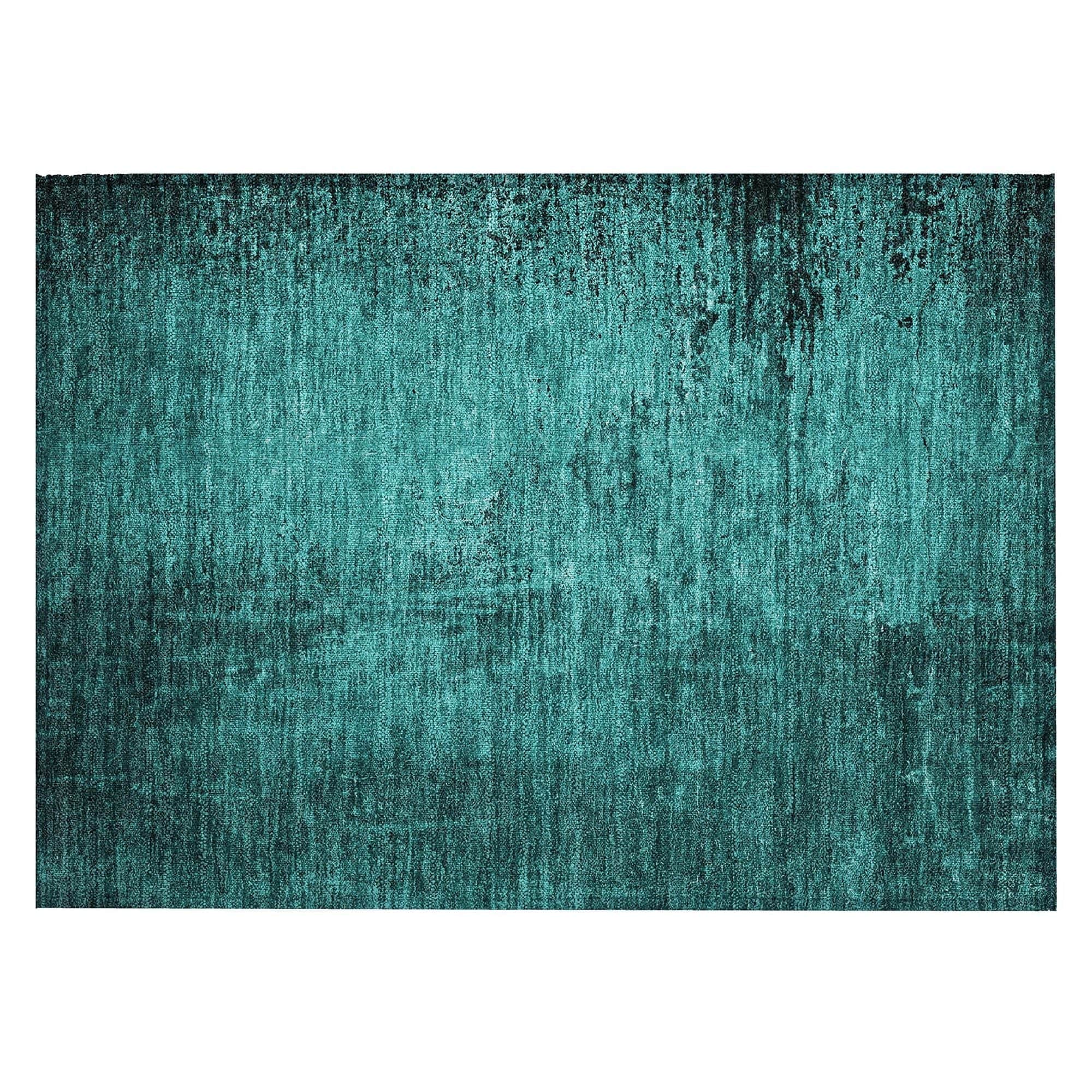 Machine Washable Teal Rug - Indoor / Outdoor - Kids / Pet Friendly Organic Print Rug
